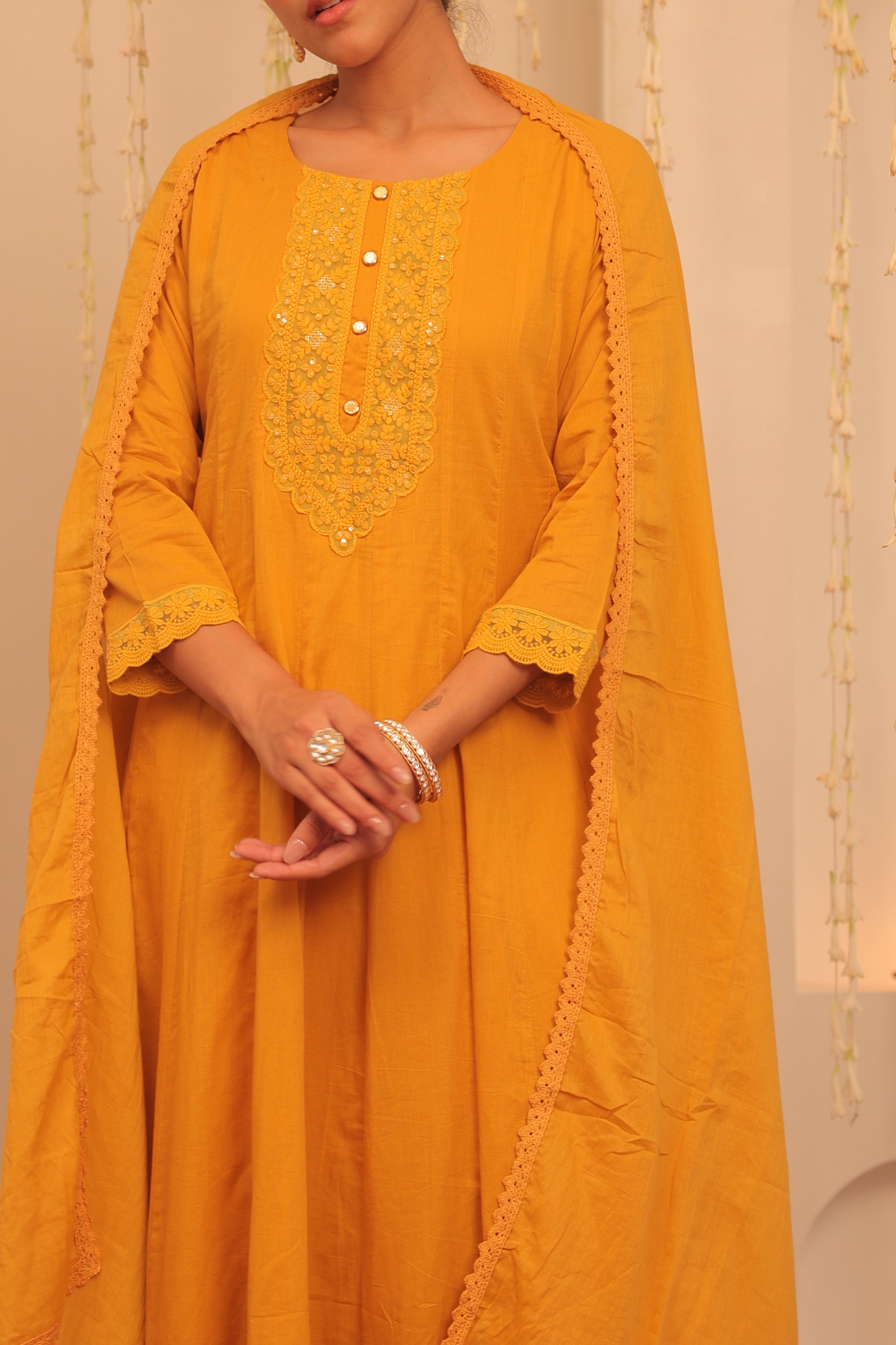Mehfil Mustard Yellow Anarkali Set