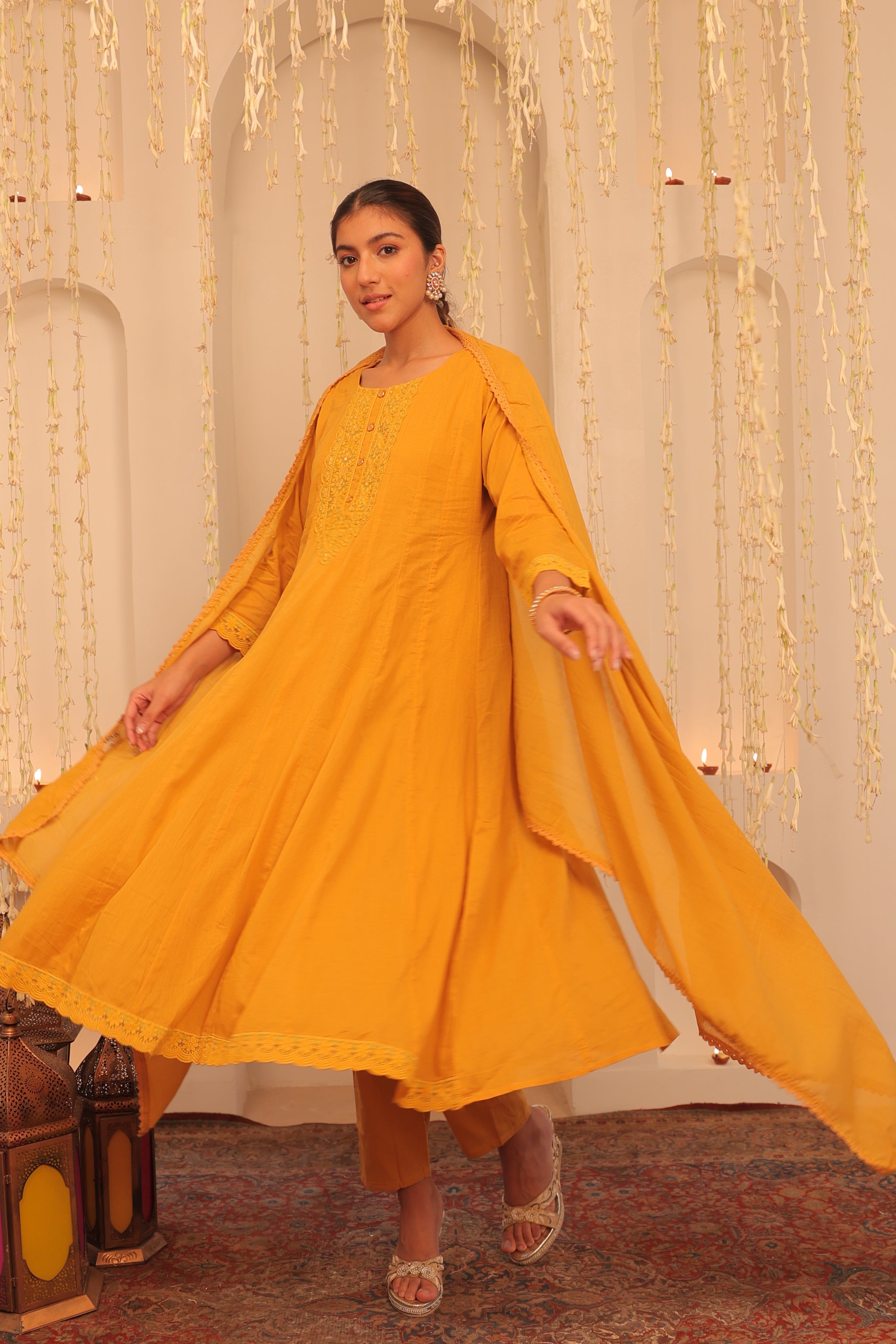 Mehfil Mustard Yellow Anarkali Set