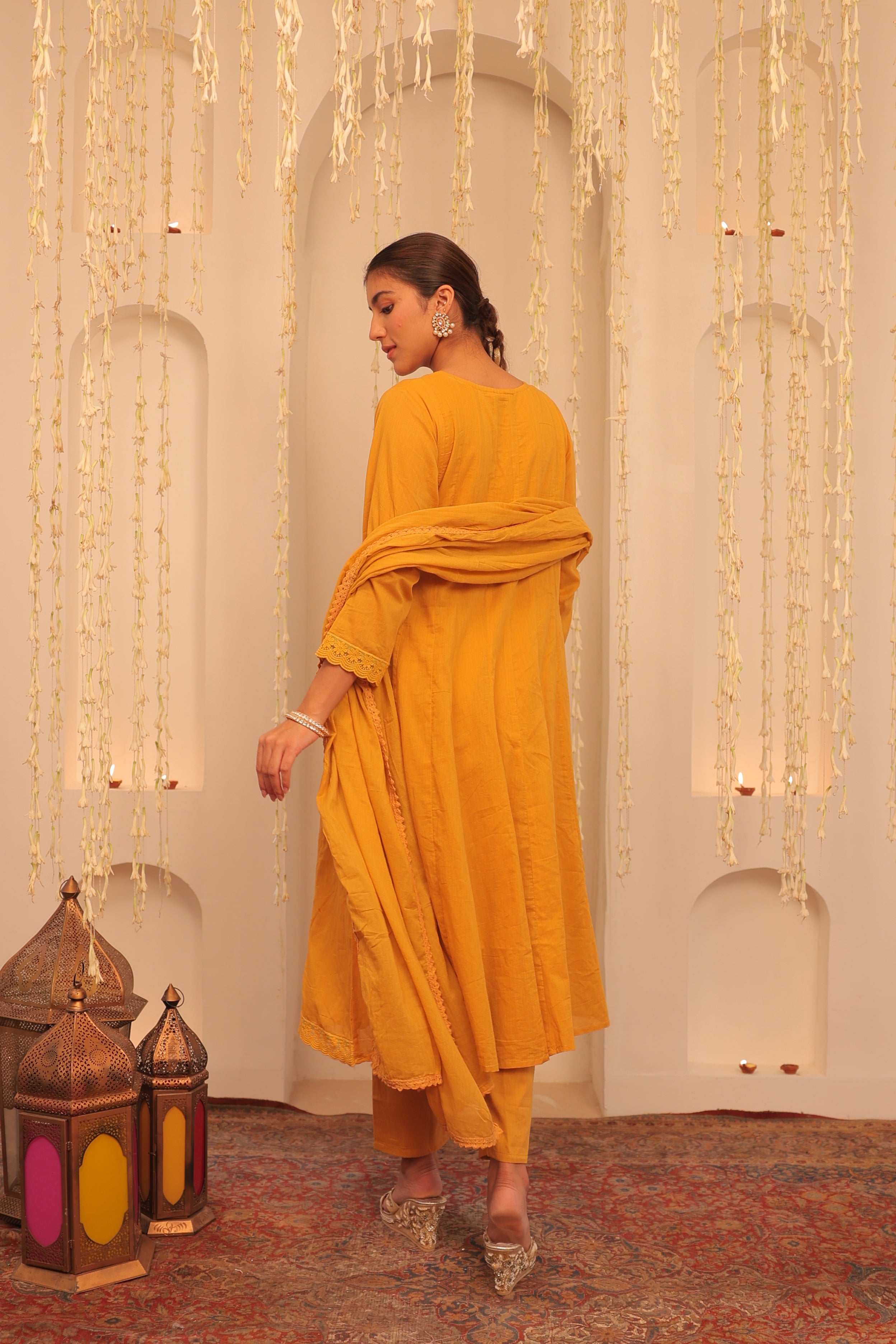 Mehfil Mustard Yellow Anarkali Set