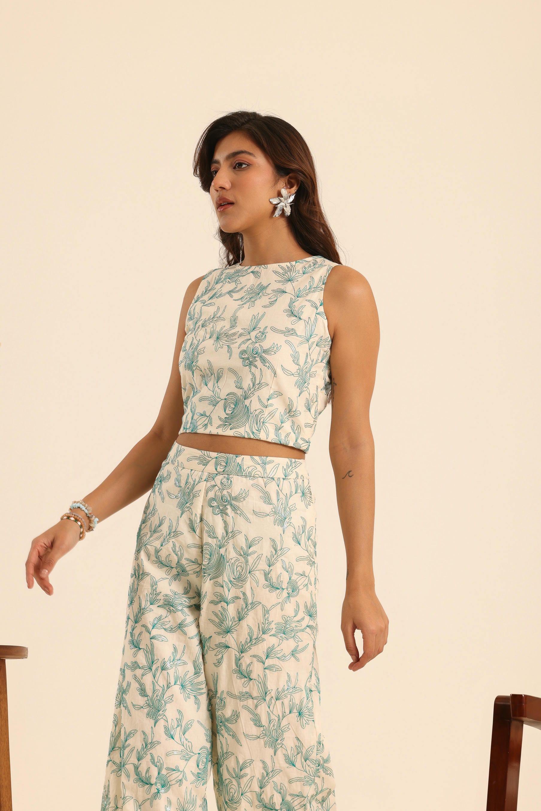 Rangrez Mint Glow Cotton Embroidered Set