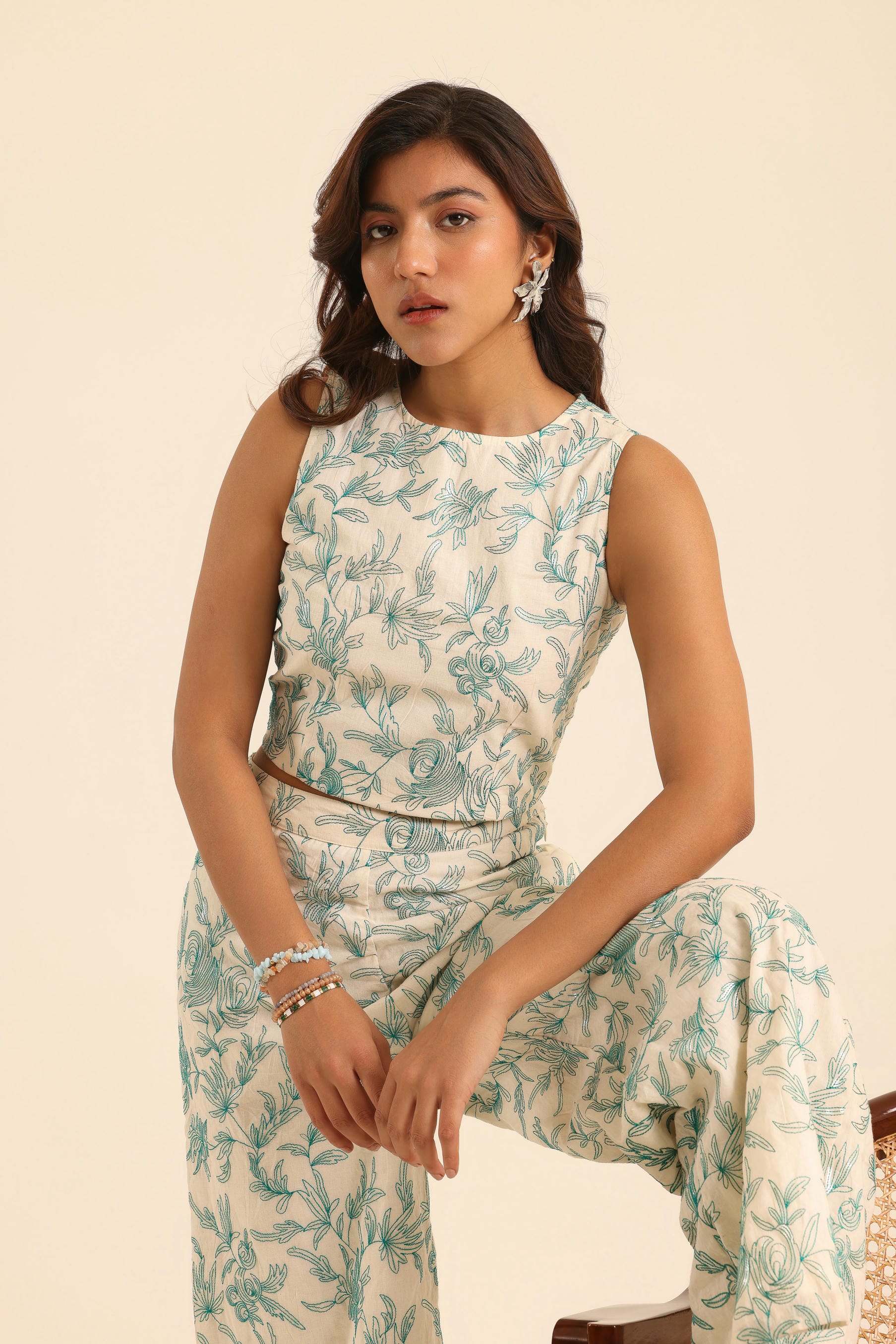 Rangrez Mint Glow Cotton Embroidered Set