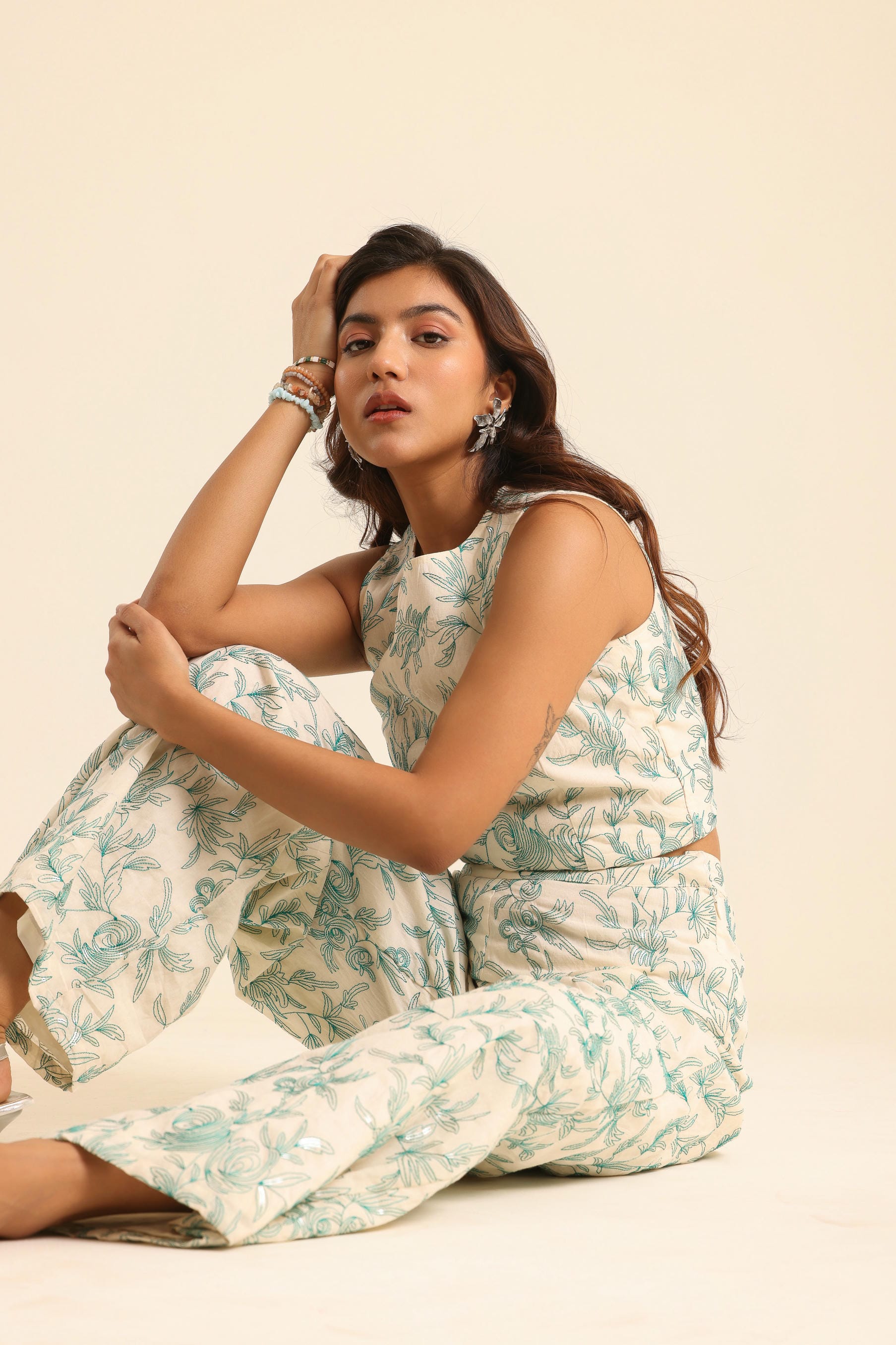 Rangrez Mint Glow Cotton Embroidered Set