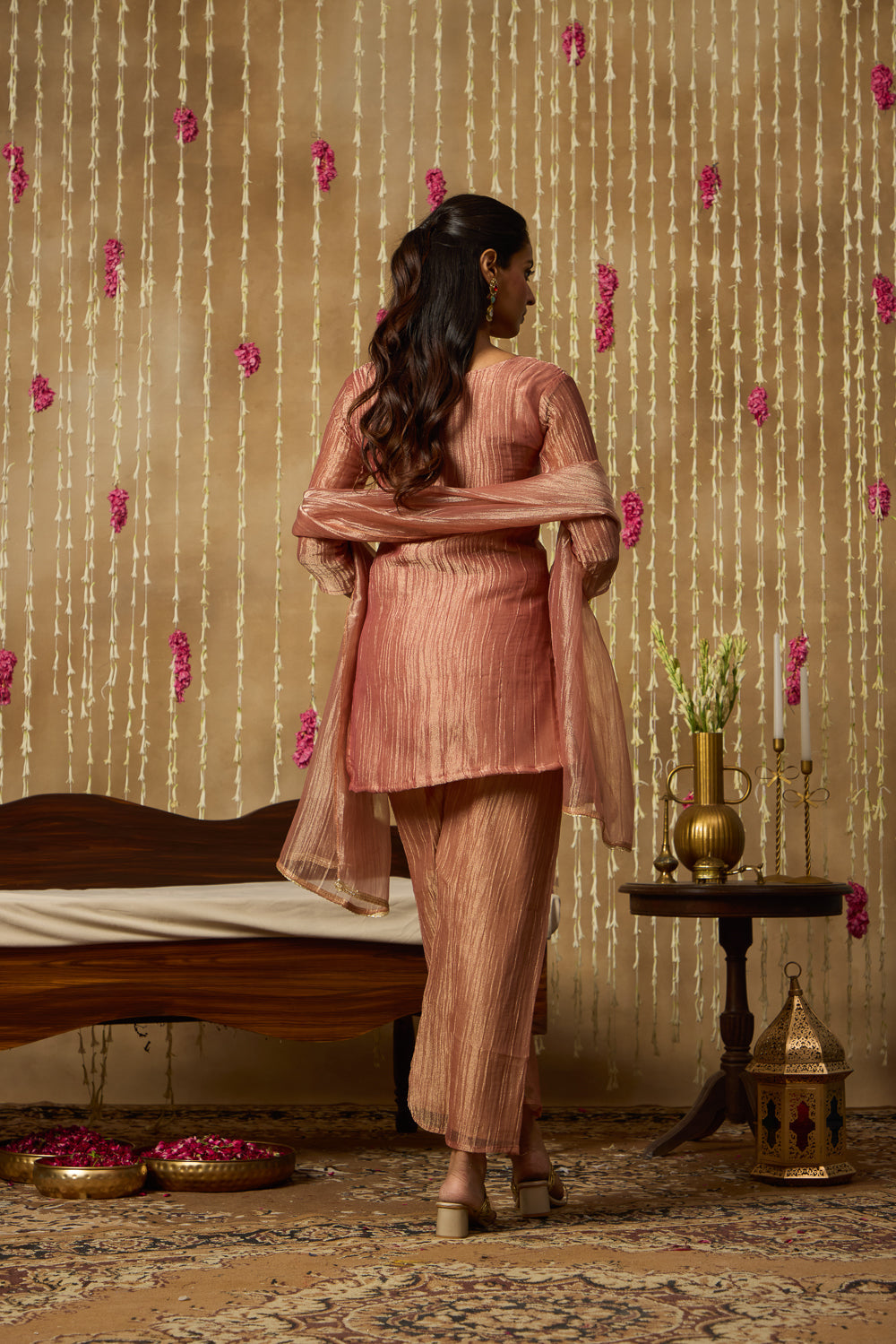Jhoom Rose Gold Jeweled Kurta Set