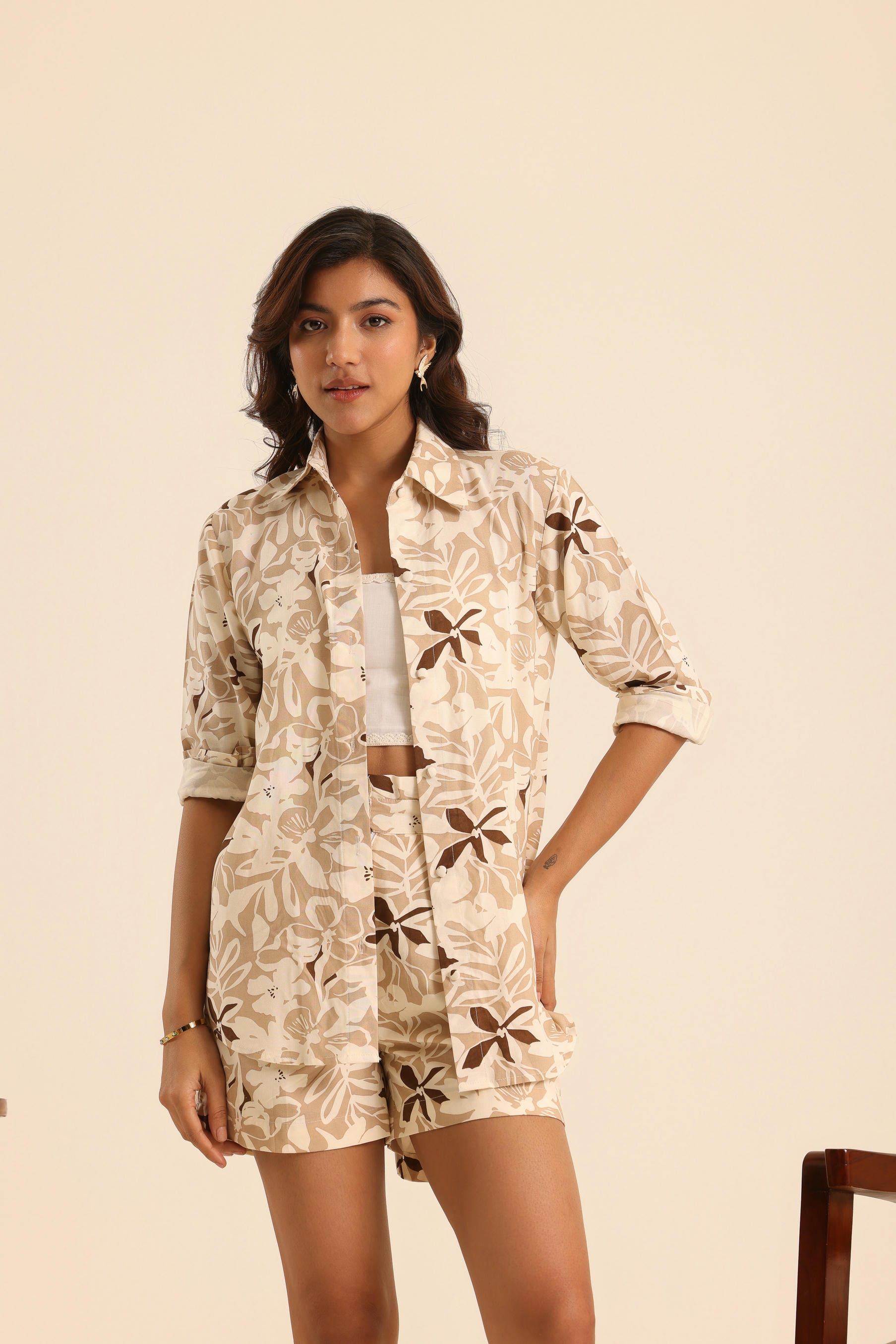 Rangrez Nutty Latte Shirt and Shorts Set