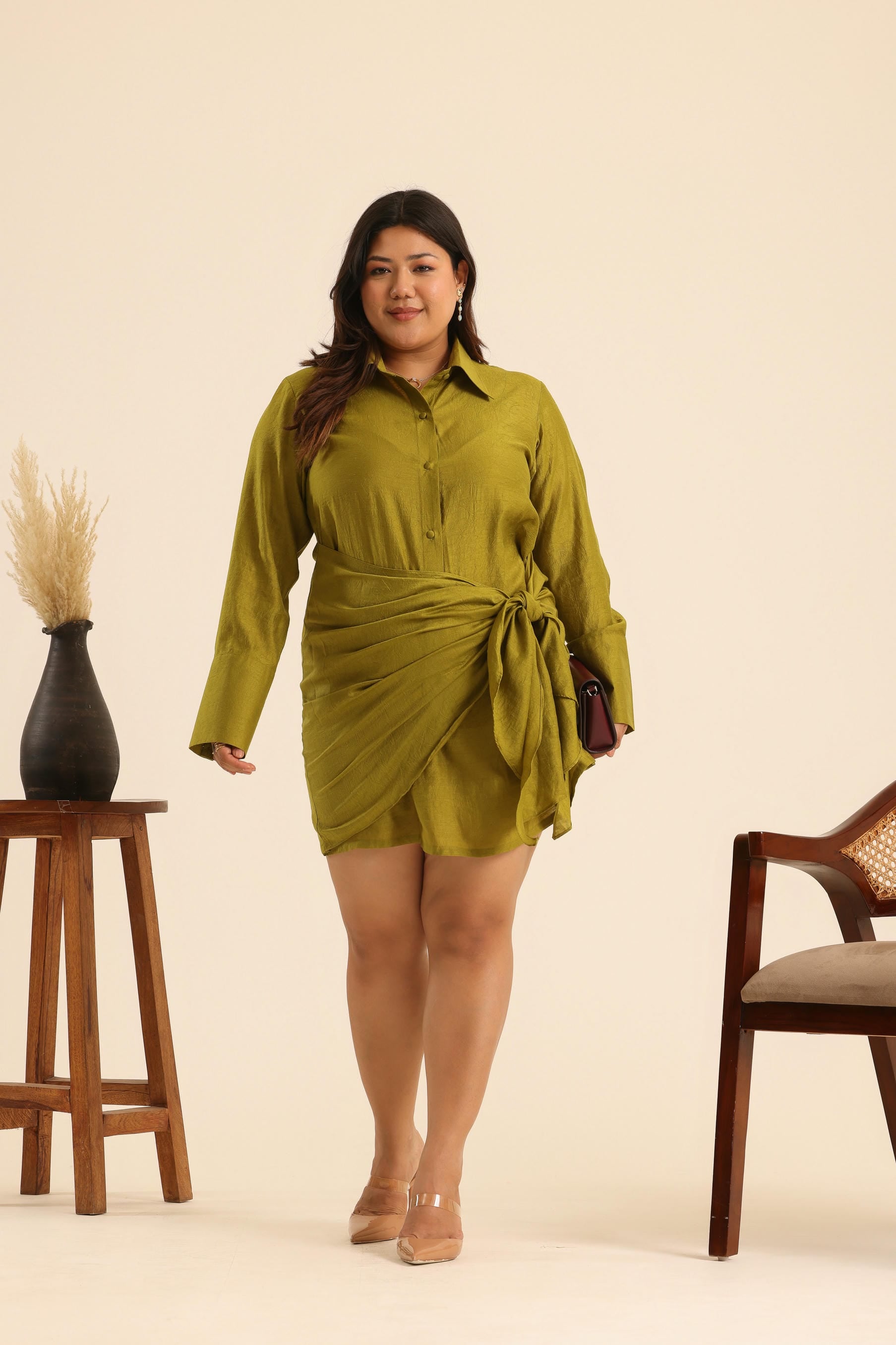 Rangrez Olive Touch Wrap Dress
