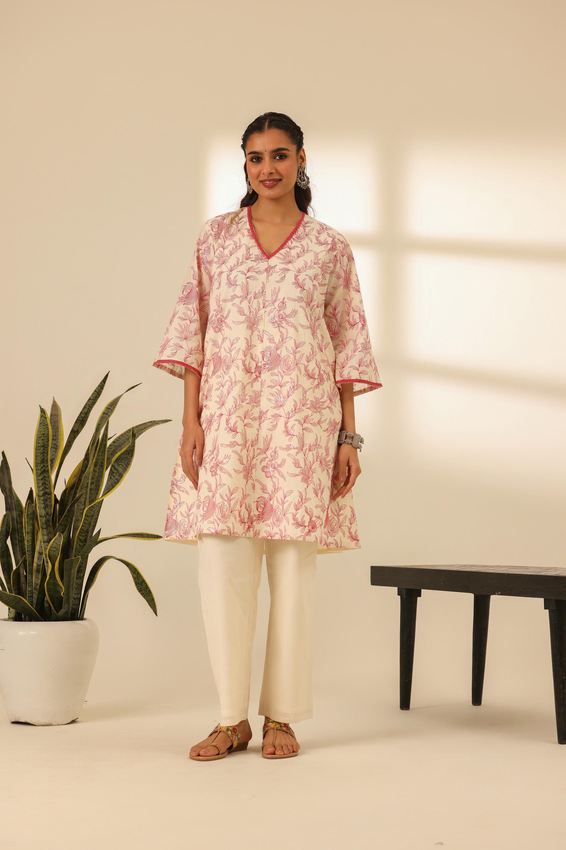 Rangrez Fuchsia Glow Embroidered A Line Kurta Set