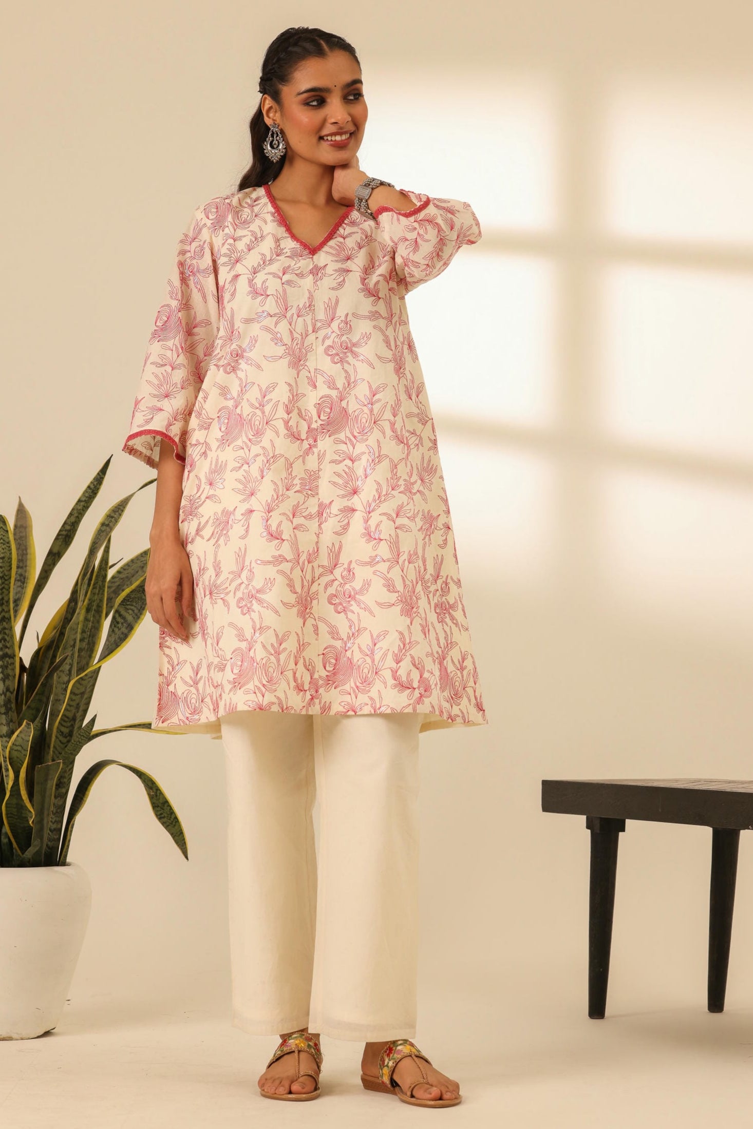 Rangrez Fuchsia Glow Embroidered A Line Kurta Set