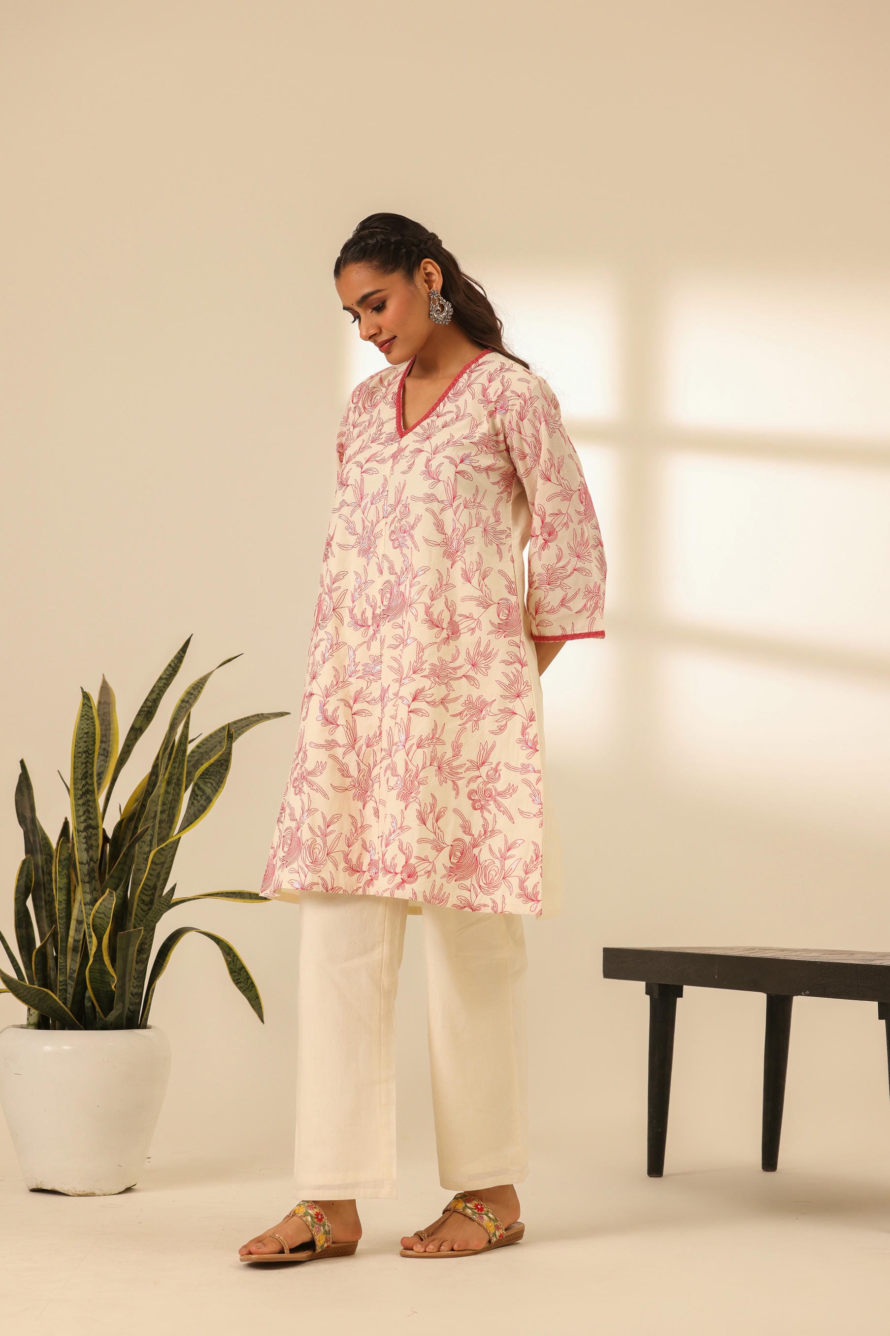 Rangrez Fuchsia Glow Embroidered A Line Kurta Set