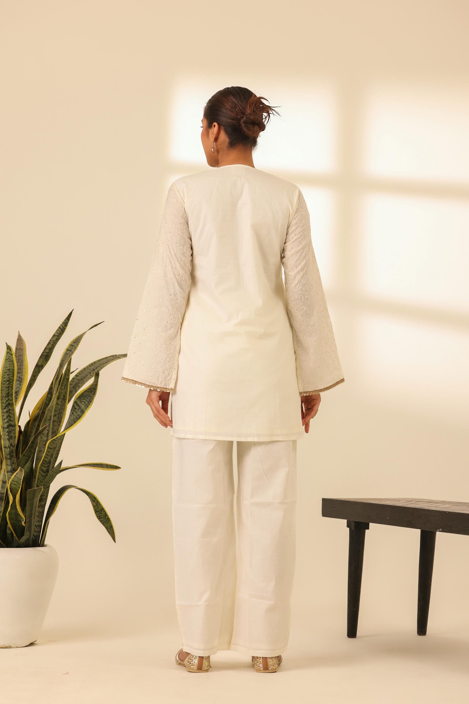 Rangrez Moonlight White Embroidered Kurta Set