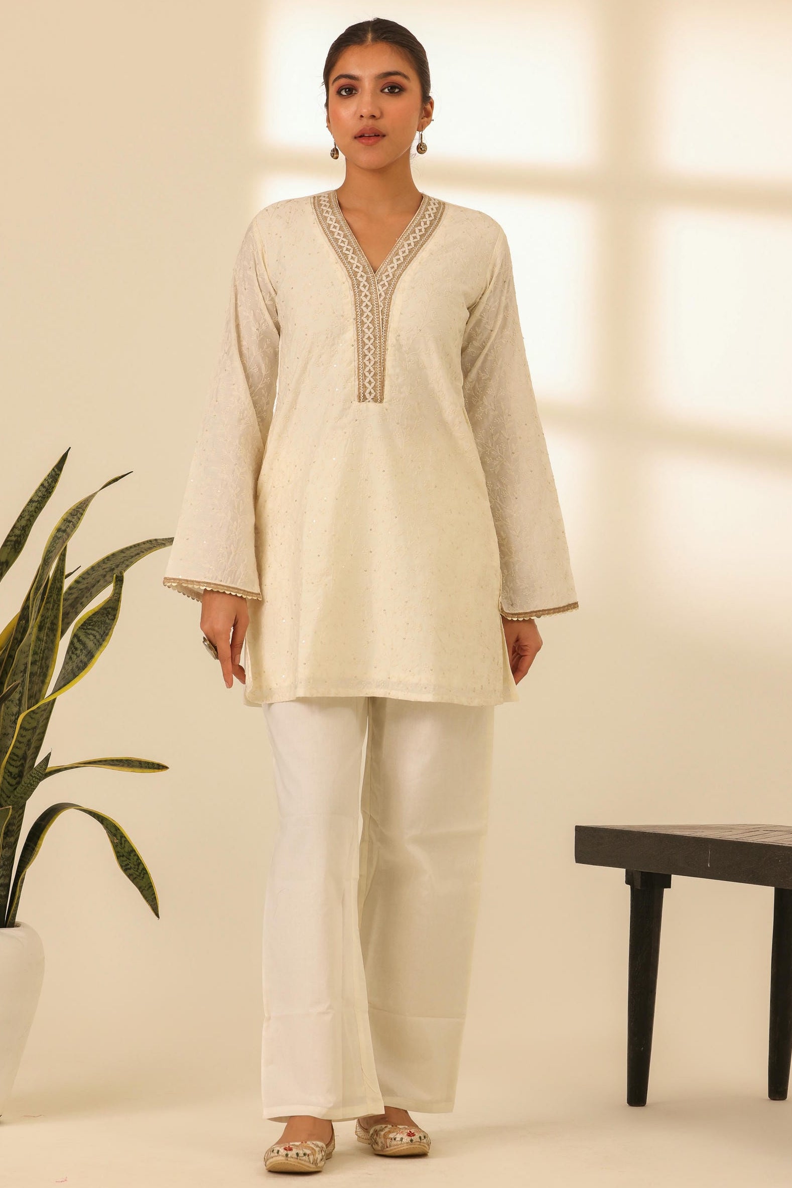 Rangrez Moonlight White Embroidered Kurta Set