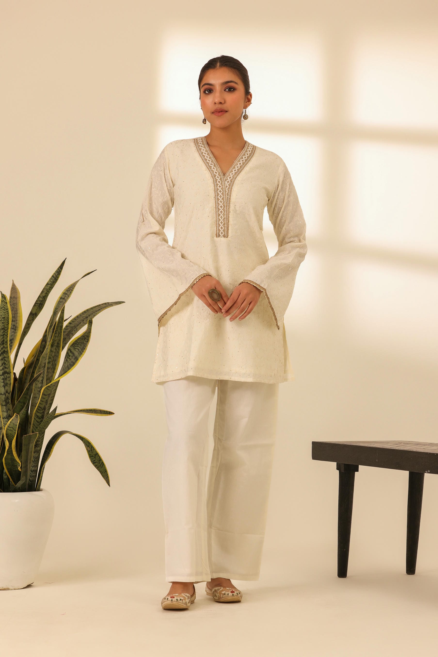 Rangrez Moonlight White Embroidered Kurta Set