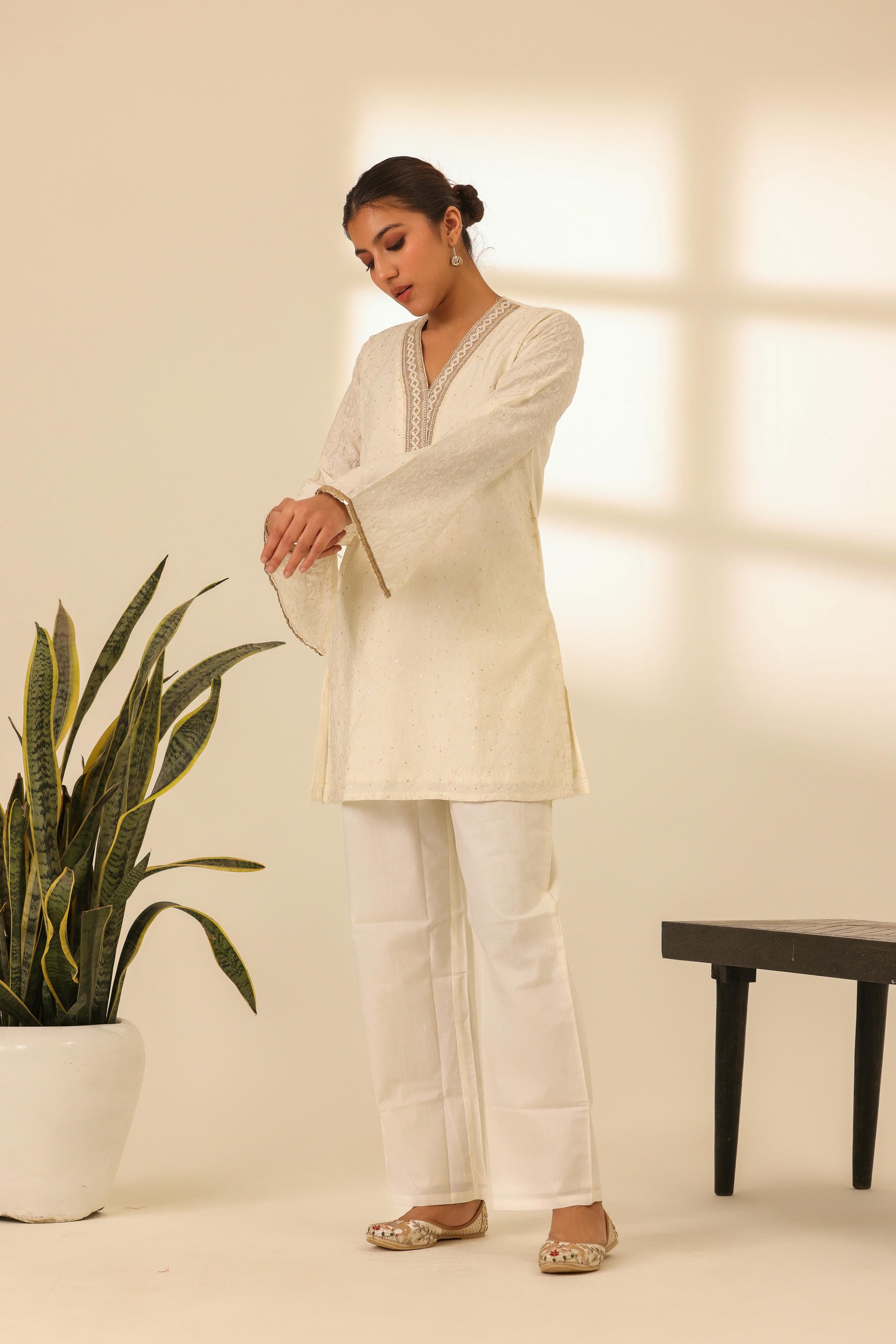 Rangrez Moonlight White Embroidered Kurta Set