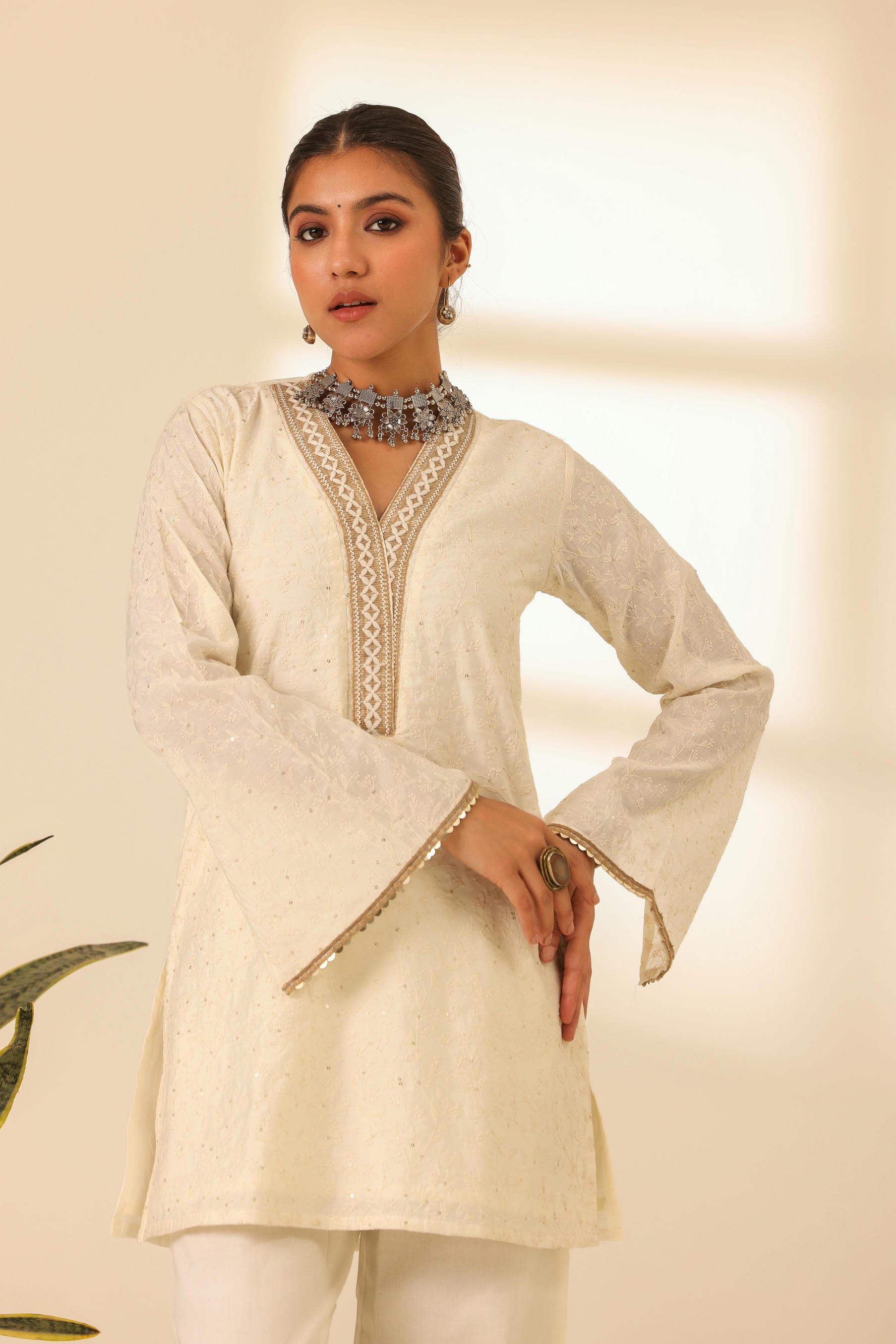 Rangrez Moonlight White Embroidered Kurta Set