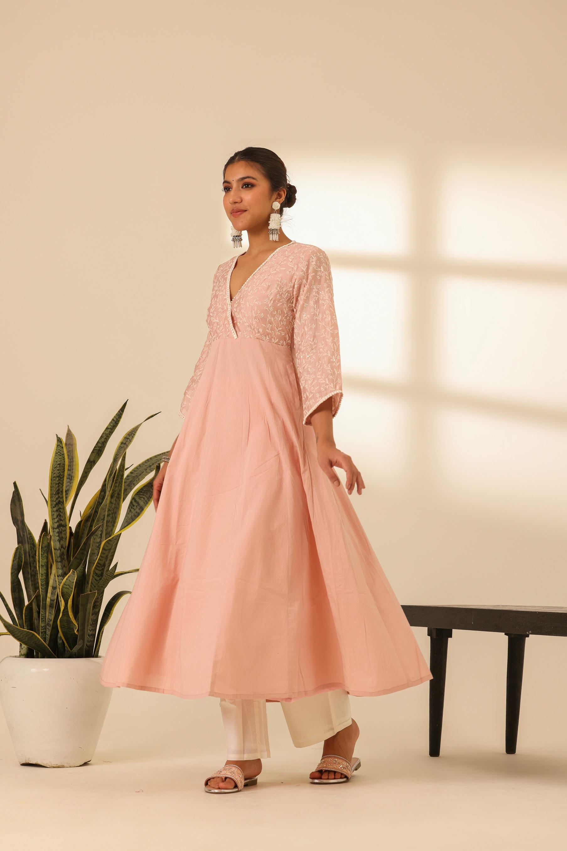 Rangrez Petal Pink Embroidered Anarkali Set