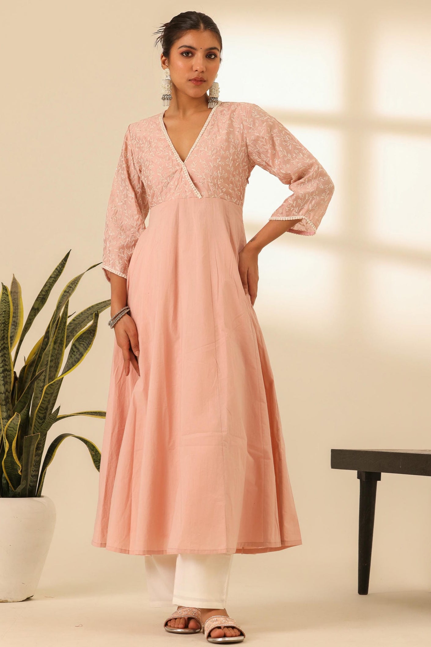 Rangrez Petal Pink Embroidered Anarkali Set