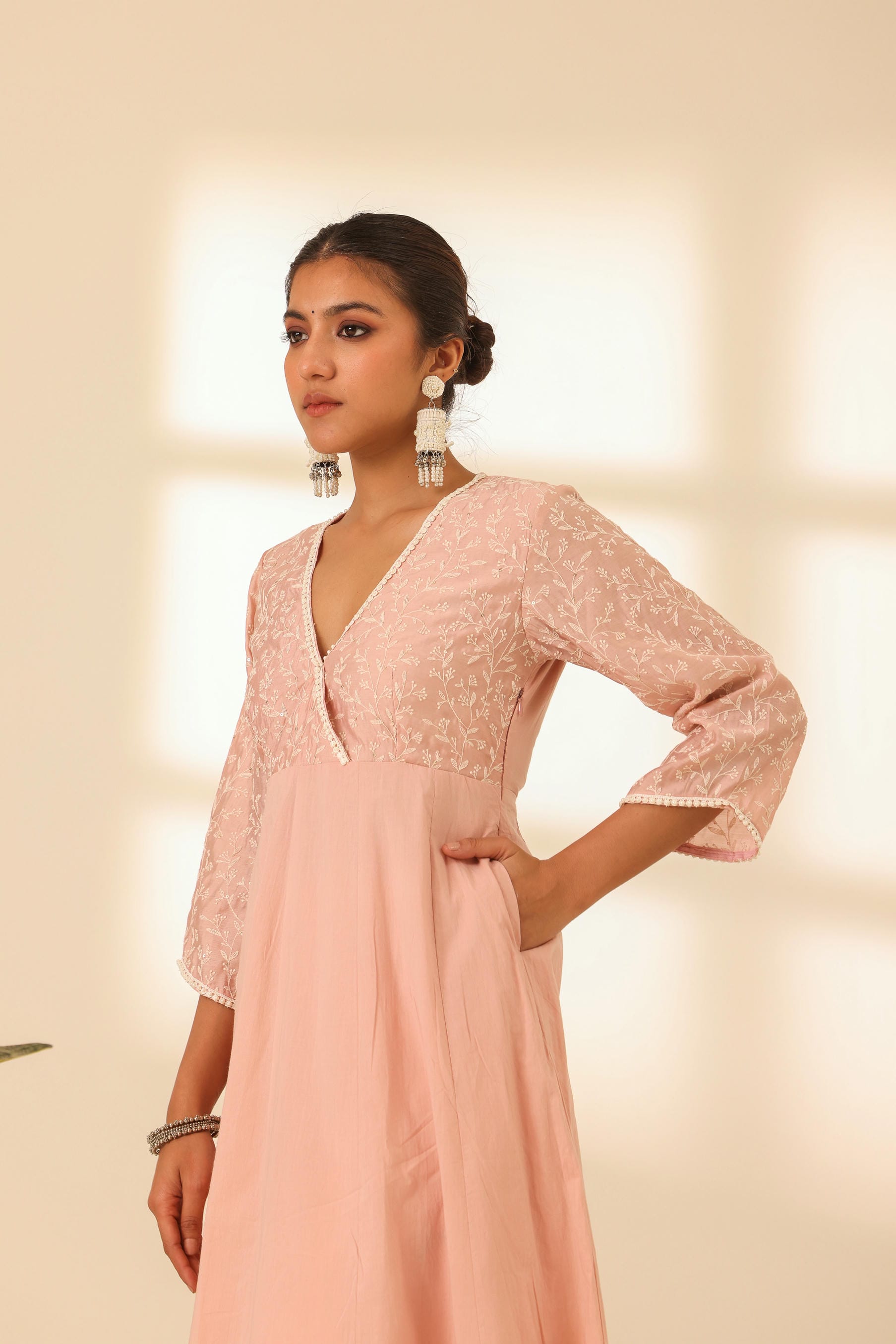 Rangrez Petal Pink Embroidered Anarkali Set