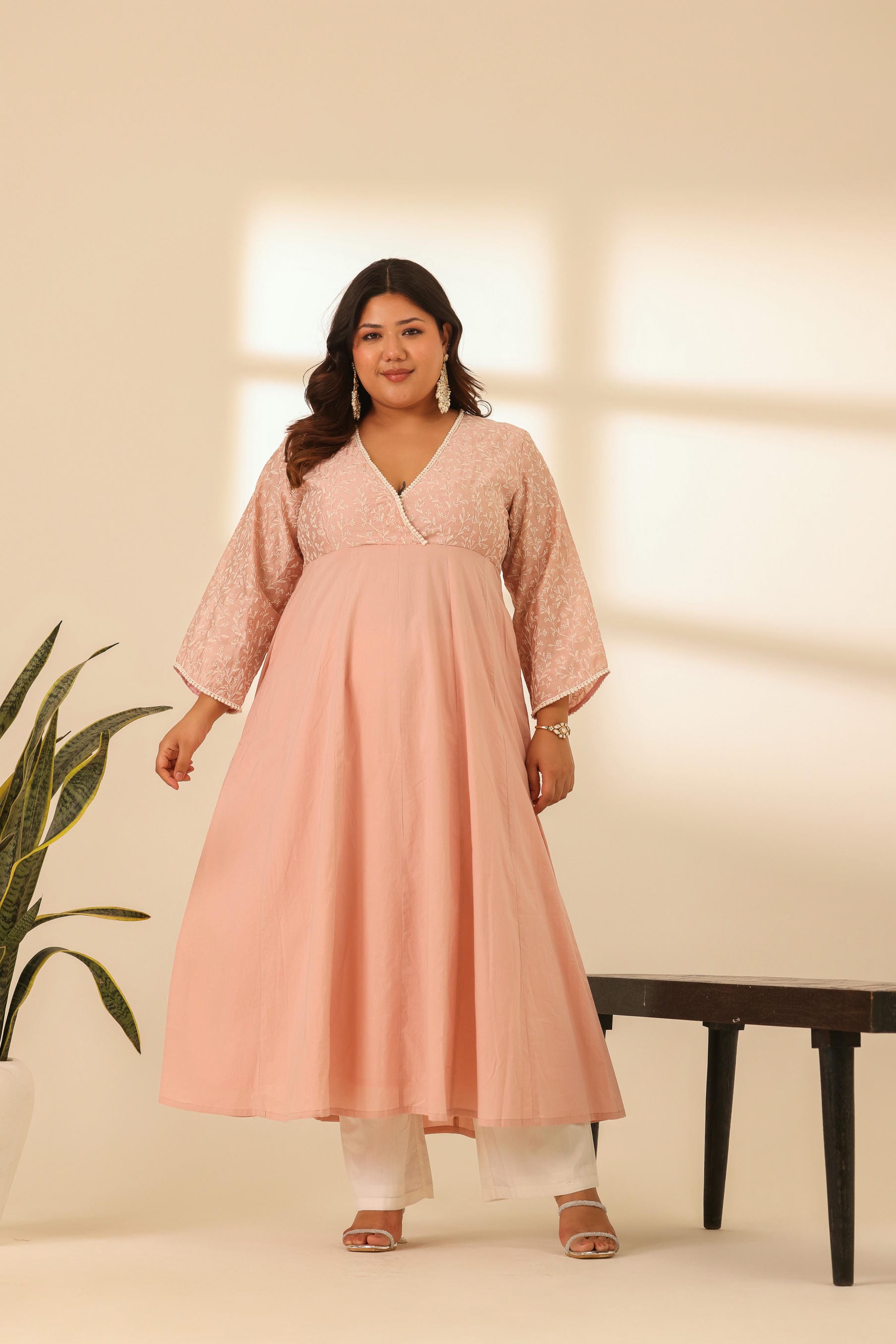 Rangrez Petal Pink Embroidered Anarkali Set