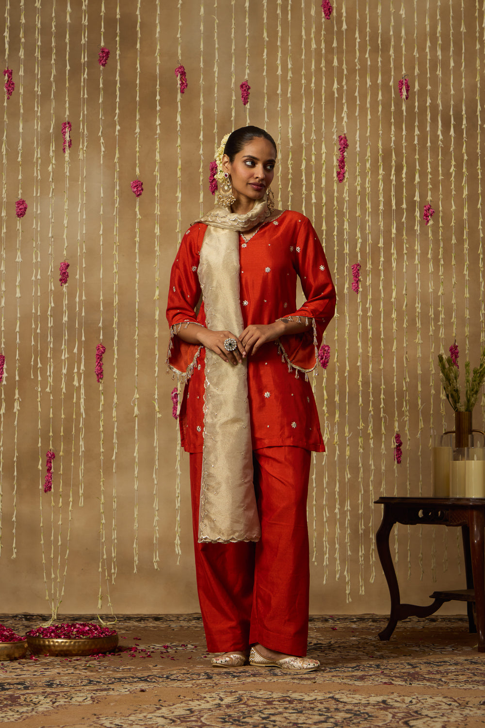 Jhoom Rust Orange Farshi Set