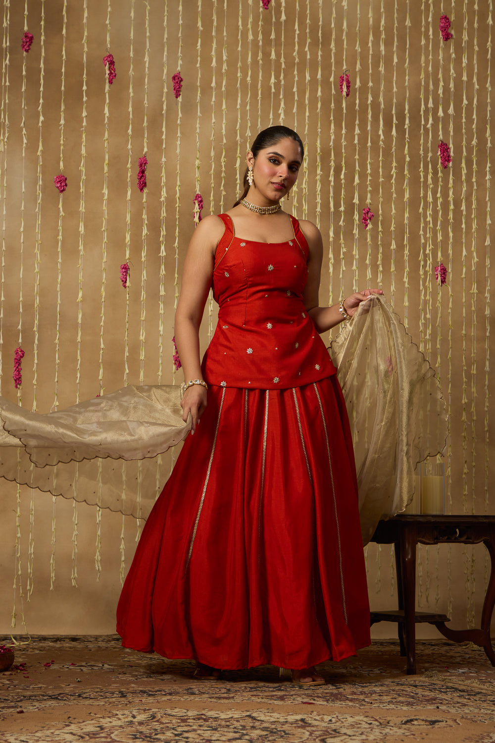 Jhoom Rust Orange Lehenga Set