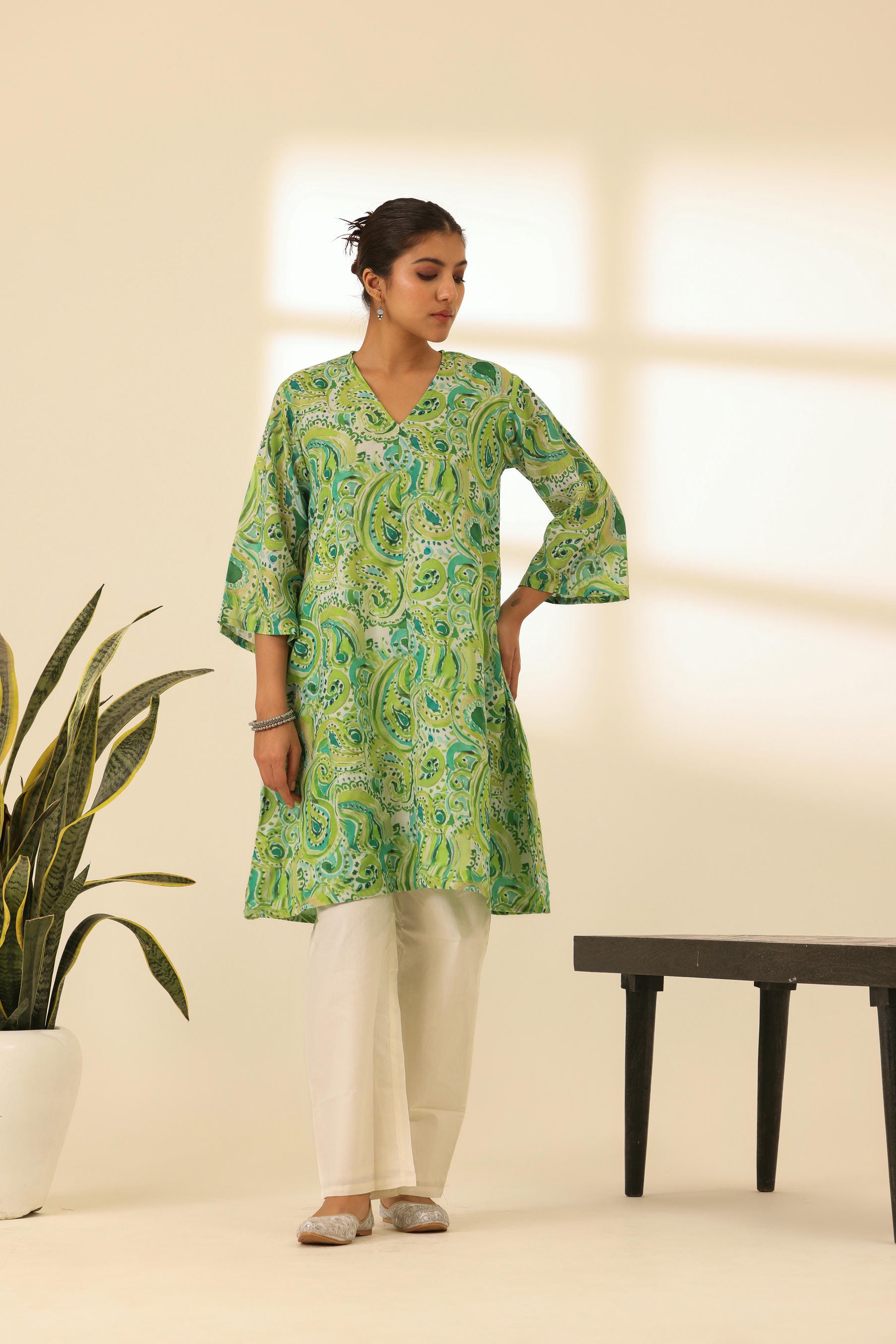 Rangrez Mean Green A Line Kurta Set