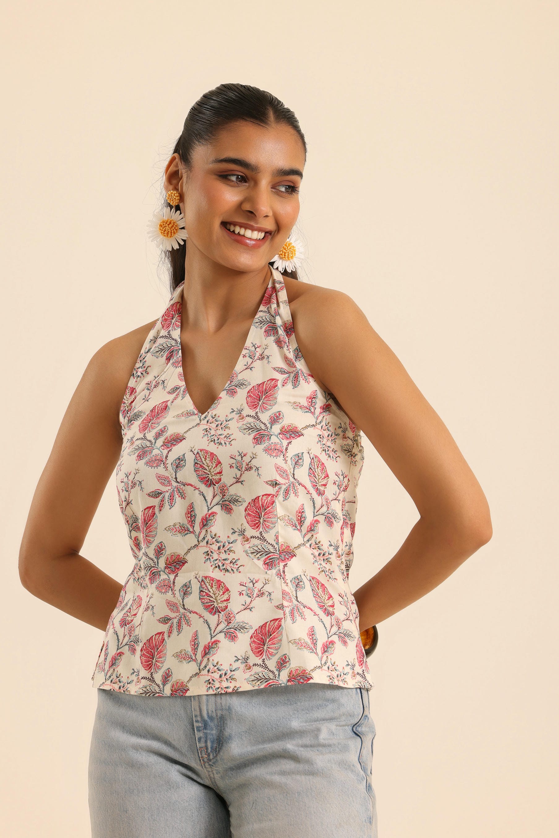 Rangrez Rose Latte Halter Top