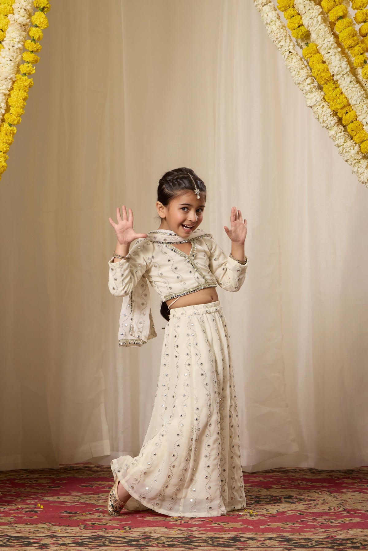 Alaya Kids Astoria Mirror Work Lehenga Set