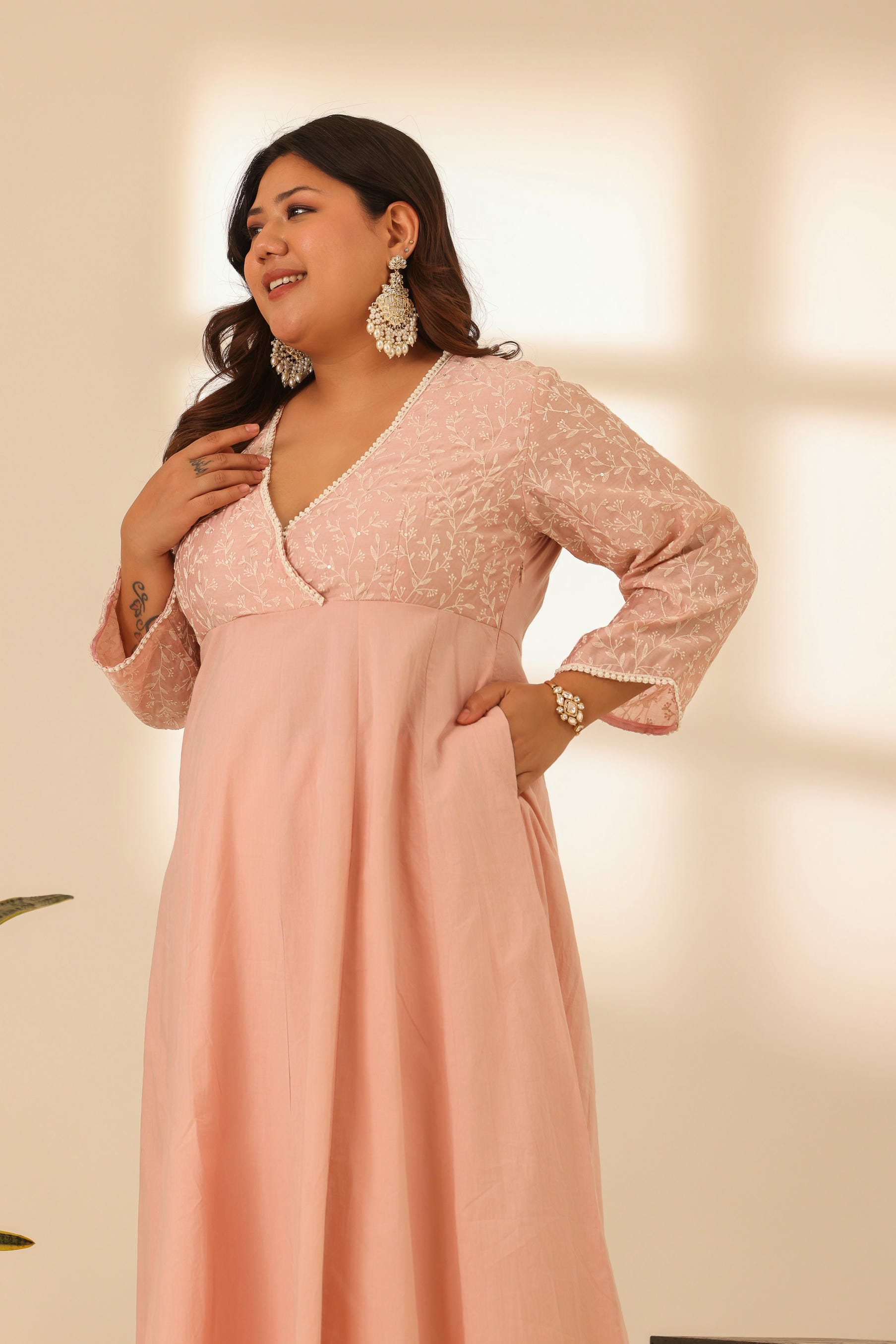 Rangrez Petal Pink Embroidered Anarkali Set
