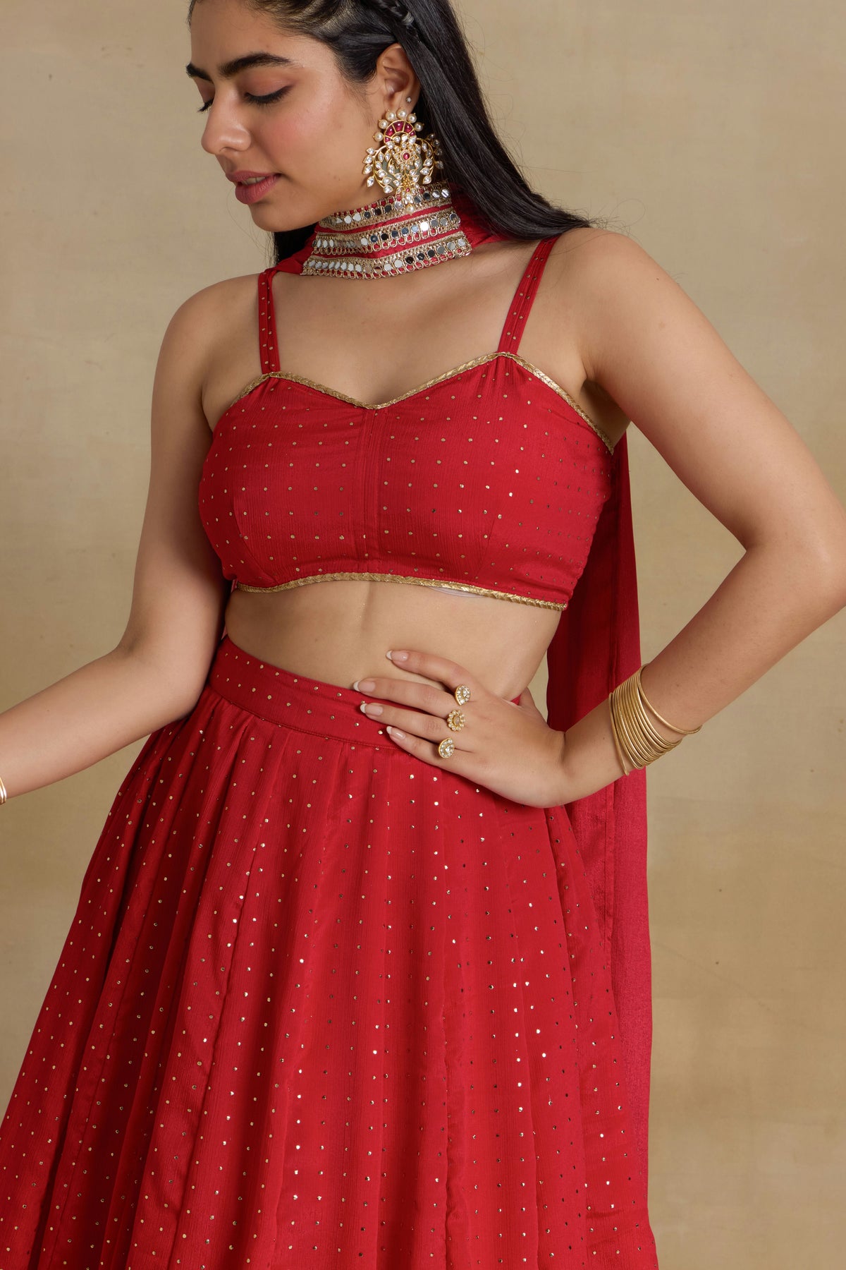 Alaya Heer Red Instaglam Lehenga Set