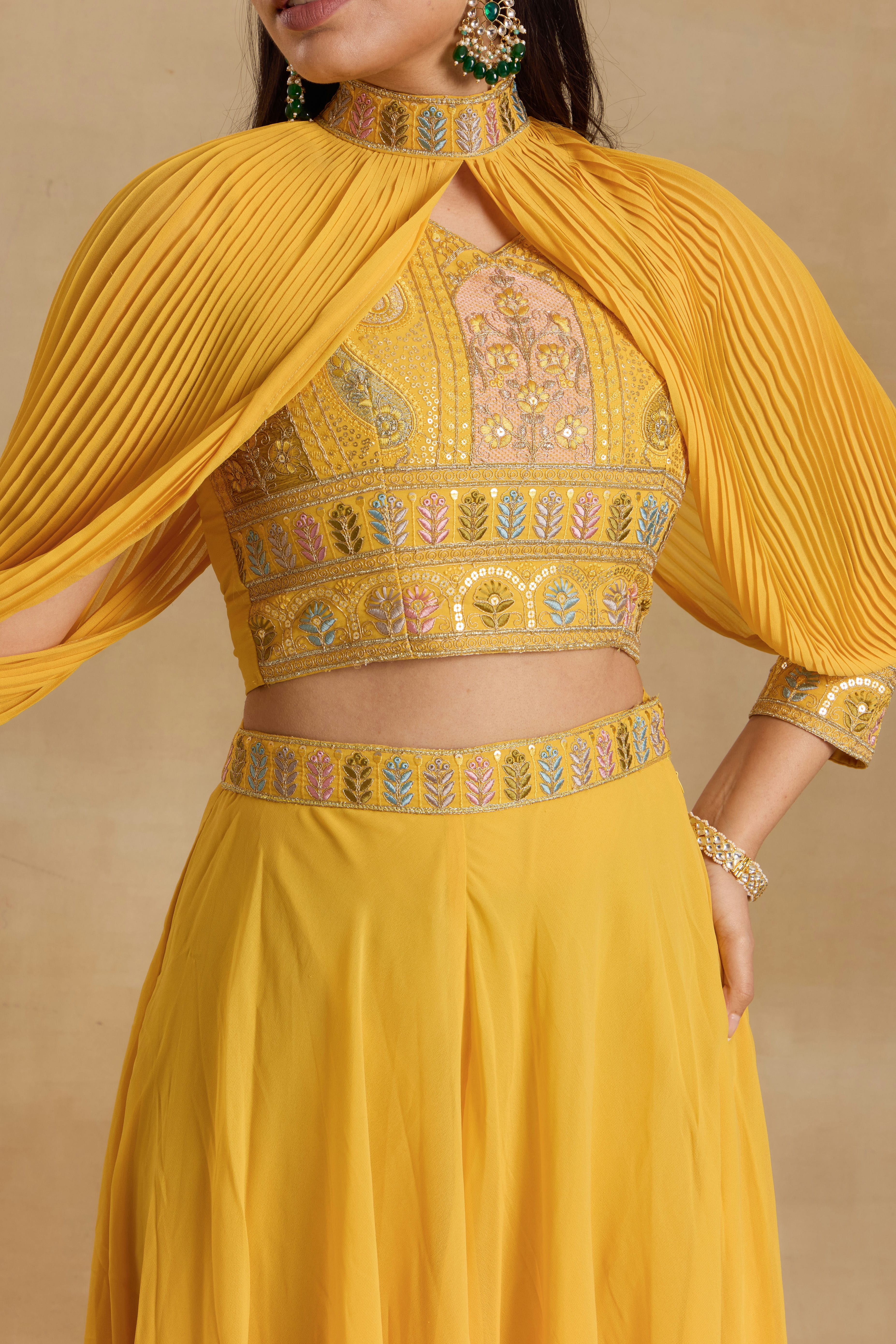 Alaya Heer Haldi Yellow Peplum Sharara Set
