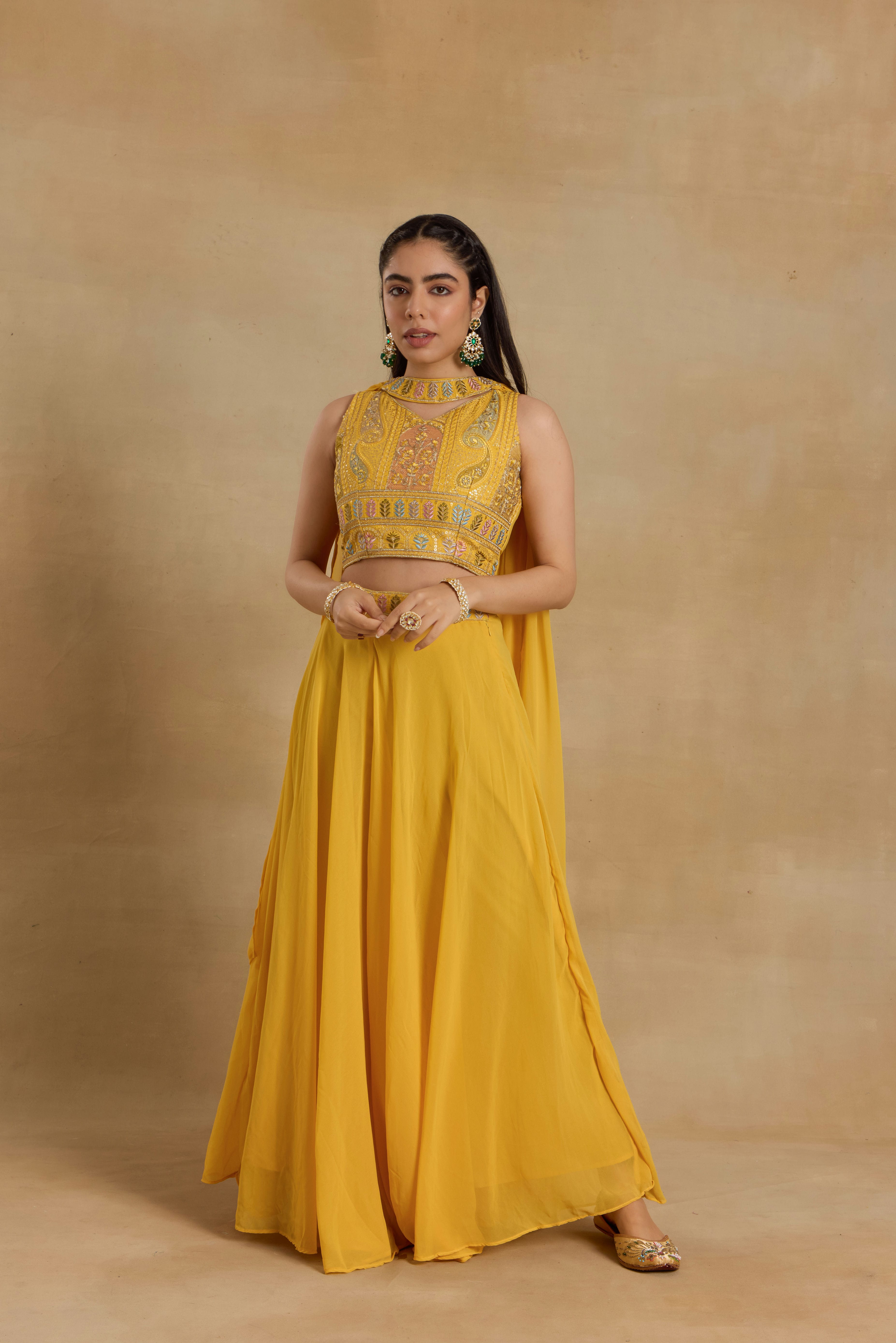 Alaya Heer Haldi Yellow Peplum Sharara Set