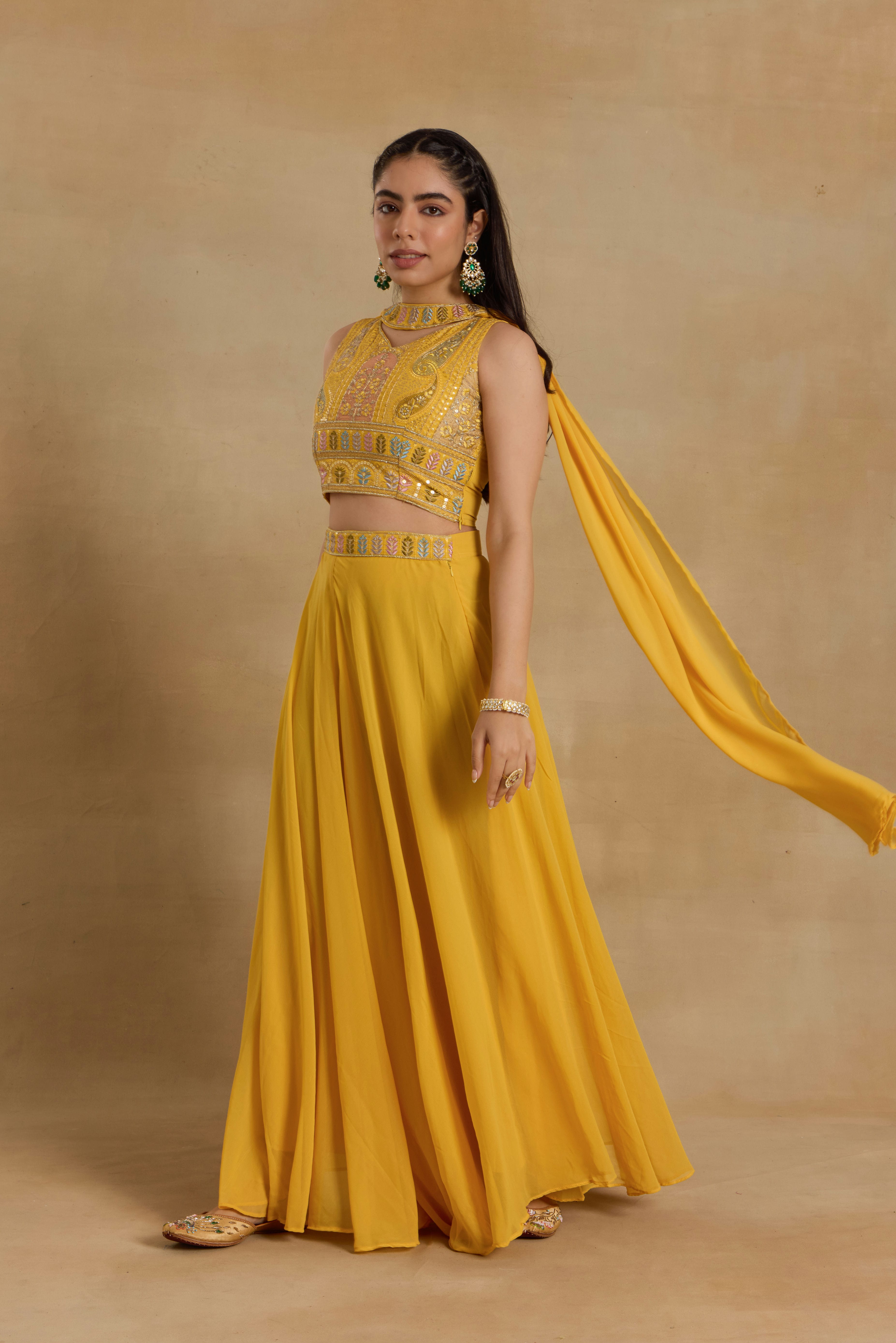 Alaya Heer Haldi Yellow Peplum Sharara Set