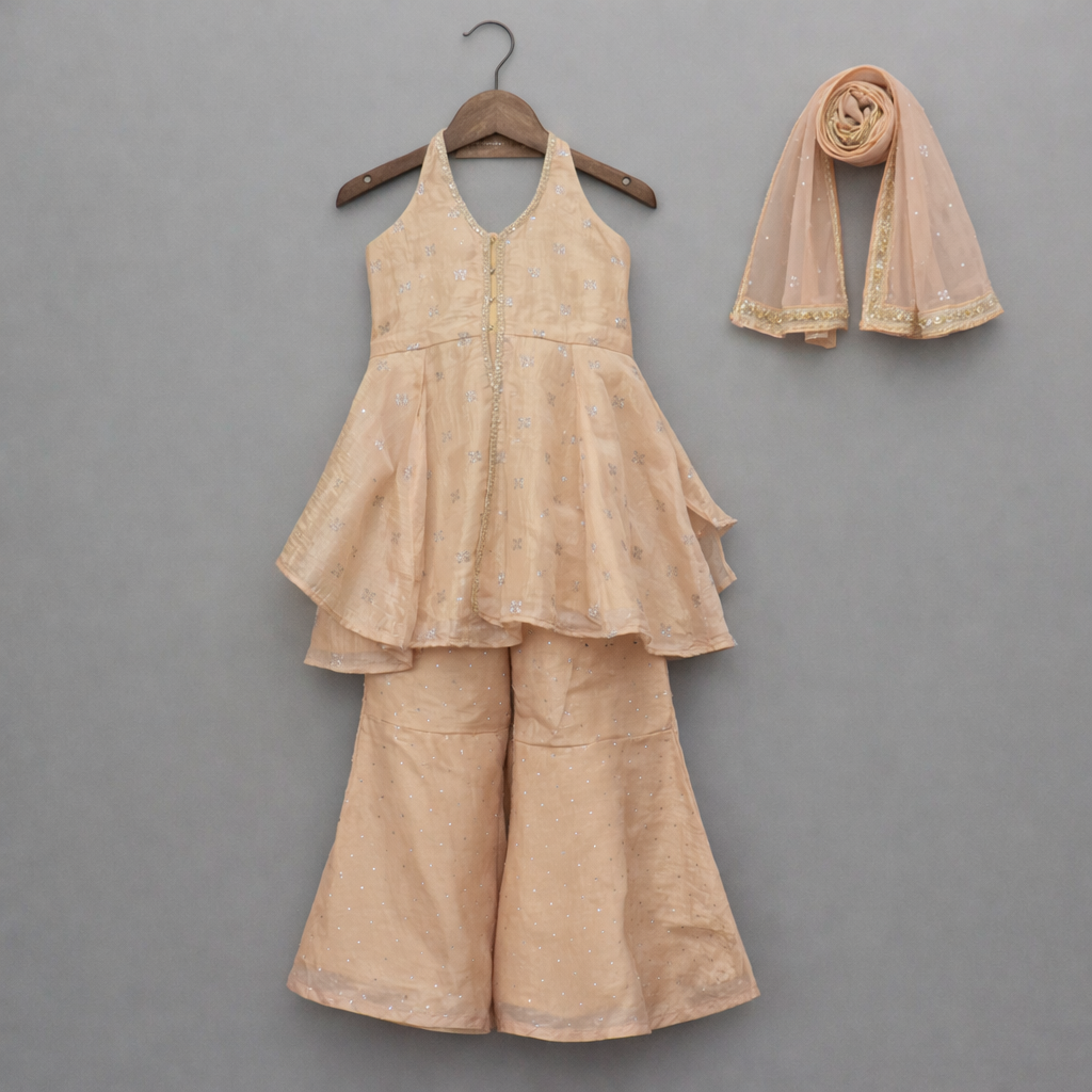 Alaya Kids Champagne Mist Kurta Set