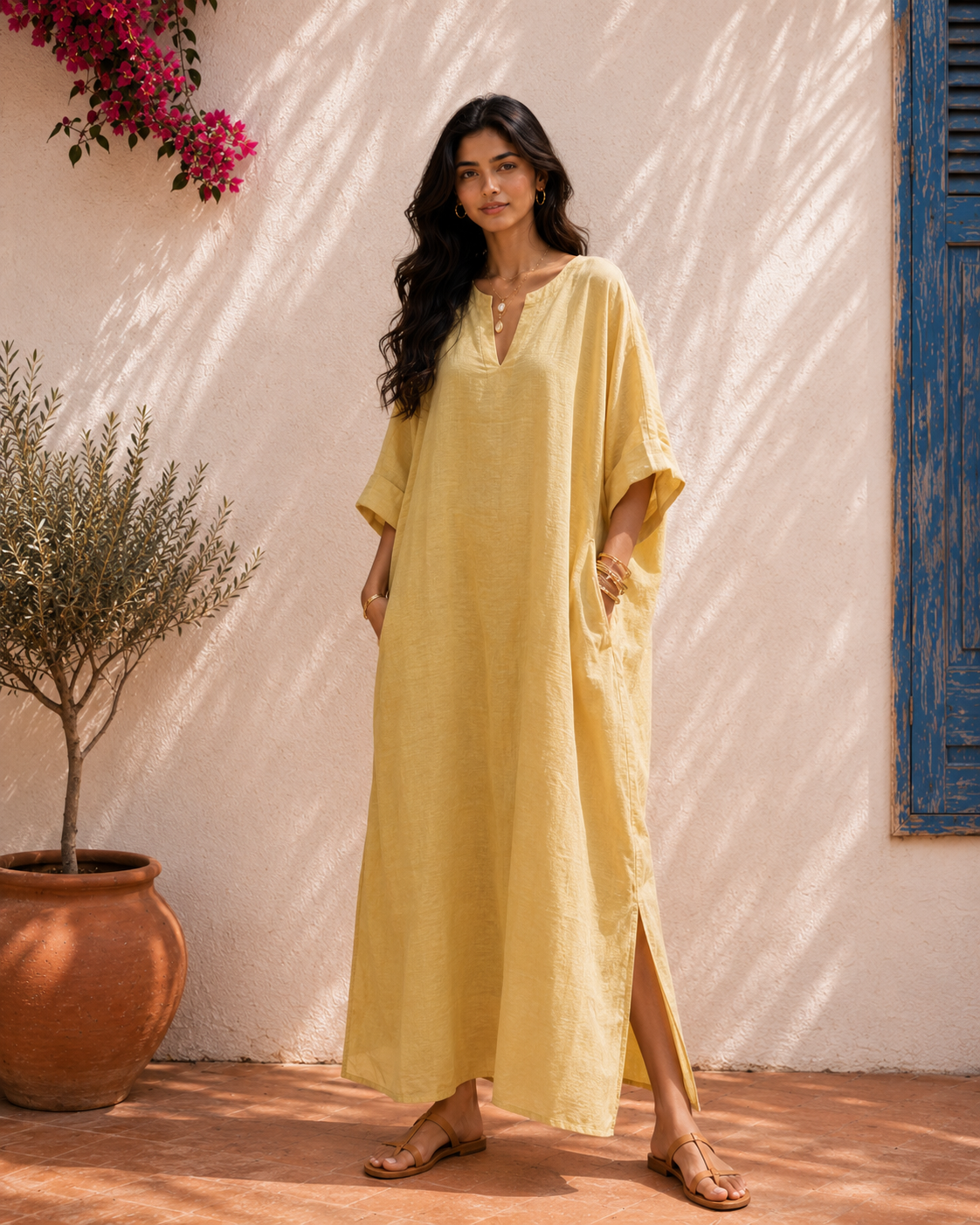 Aahista Butter Kaftan Dress 1
