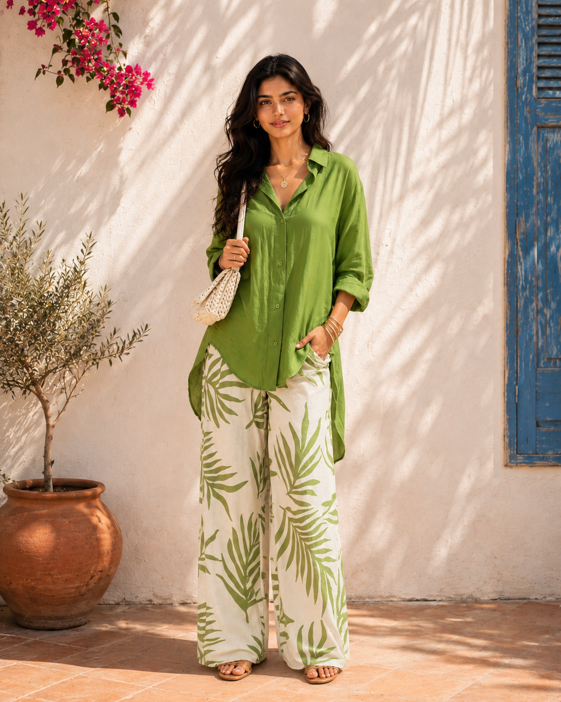 Aahista Palm Green Co-ord Set 2