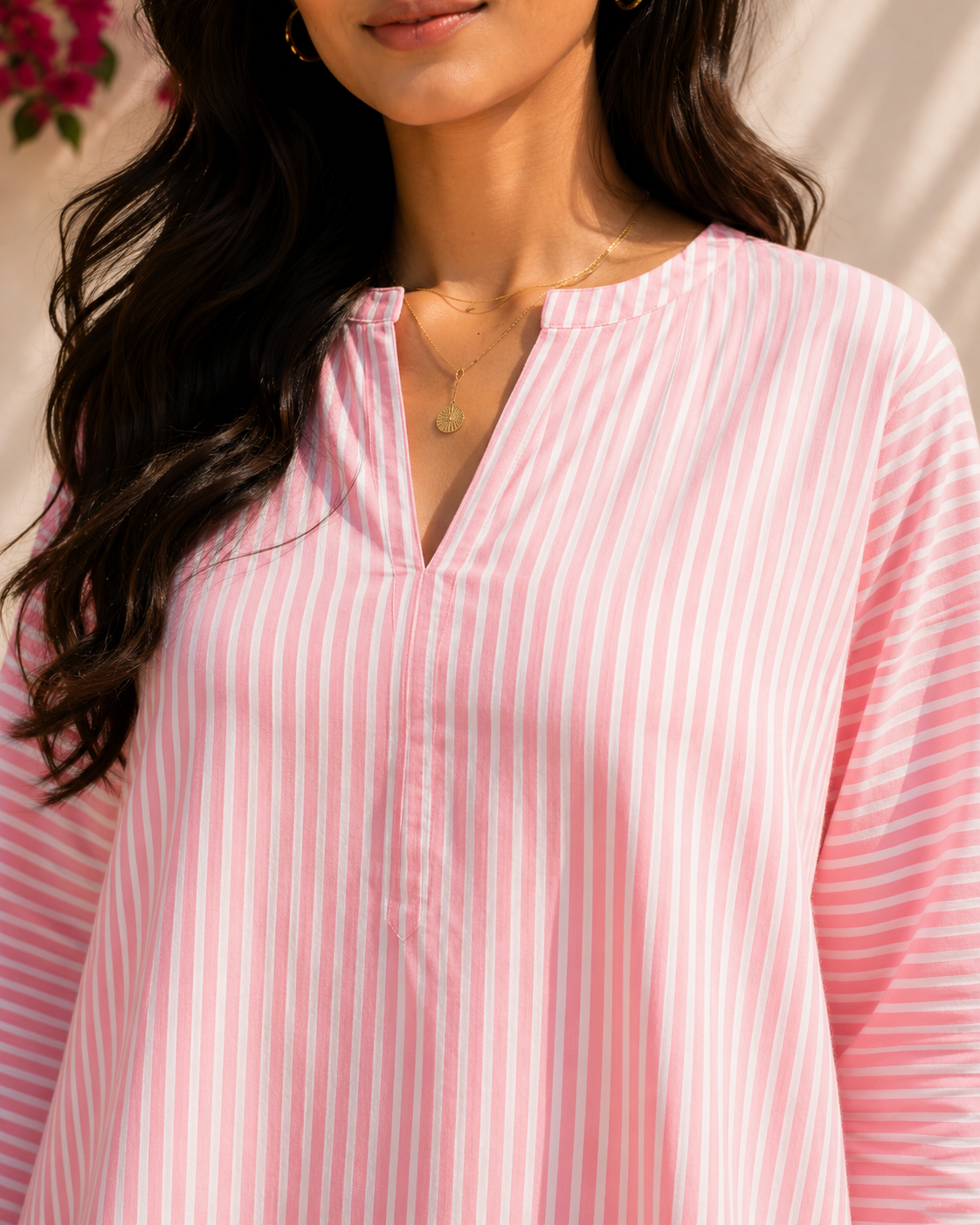 Aahista Pink Stripe Kurta Set 4