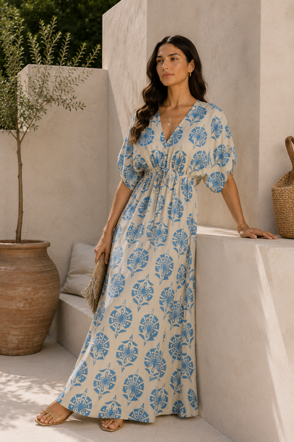Amalfi Blue Print Maxi Dress 1