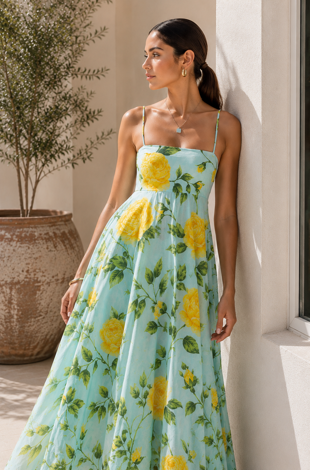 Amalfi Yellow Floral Maxi Dress 1