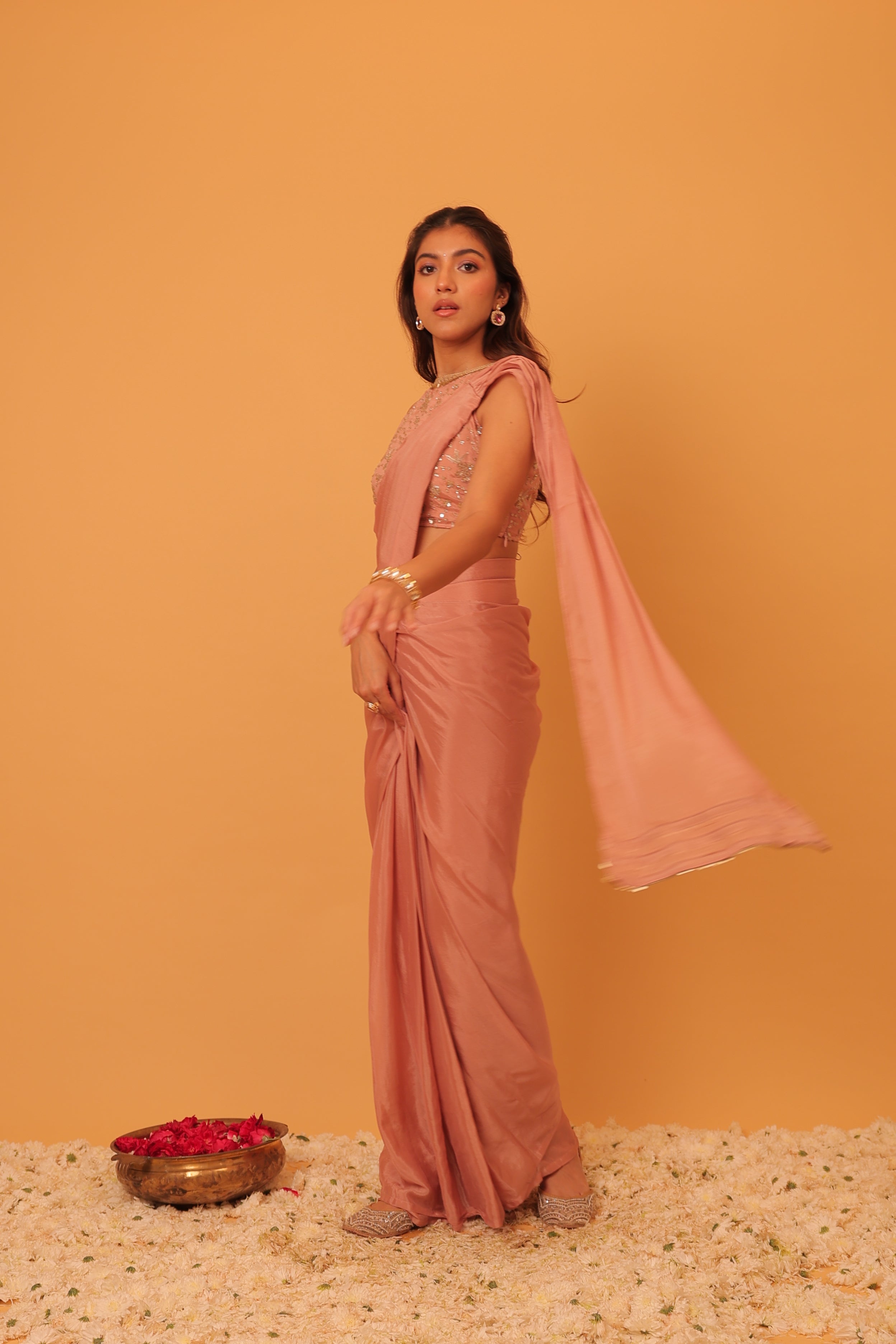 Alaya Mehfil Blush Pink Drape Sari Set