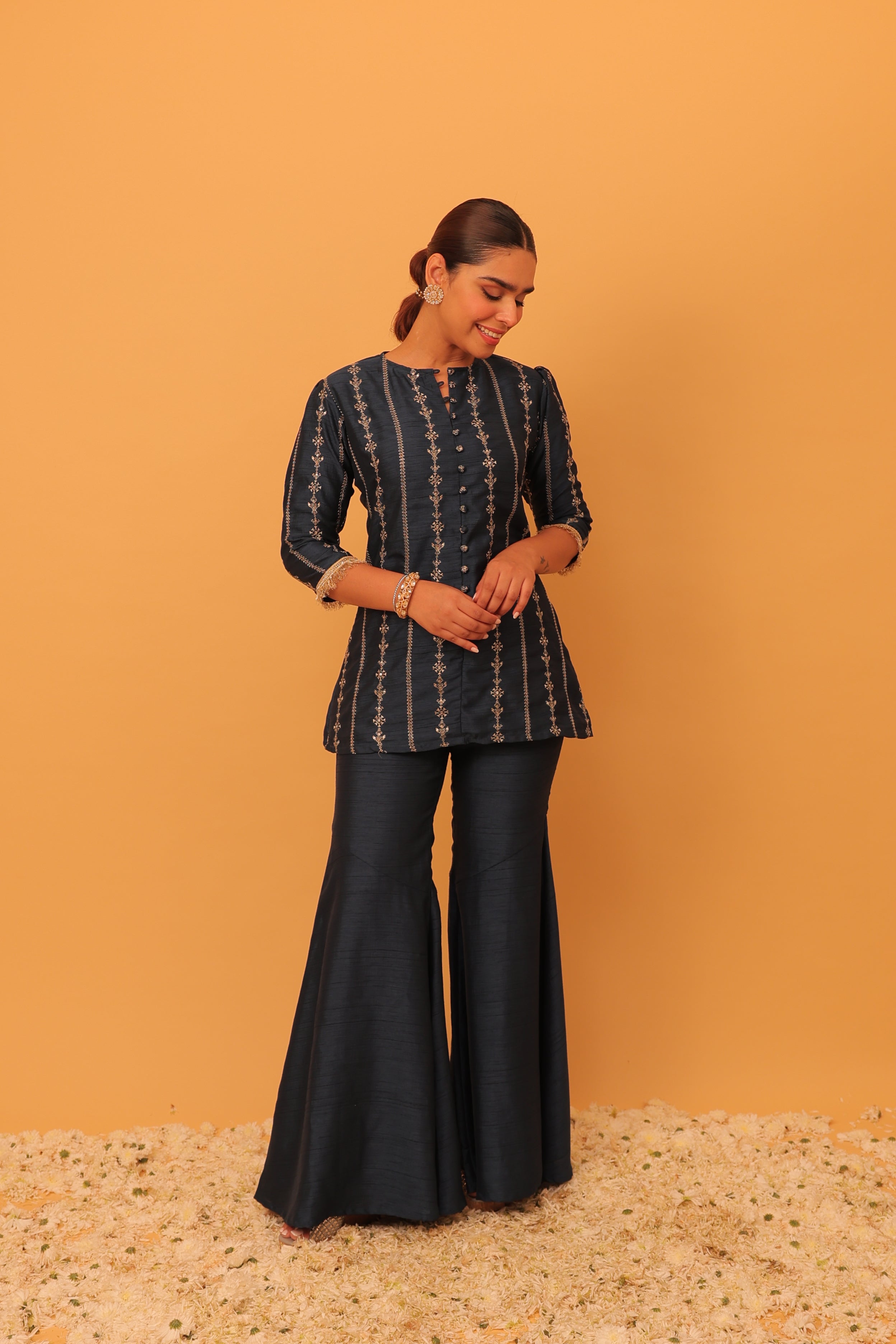 Alaya Mehfil Navy Blue Jacket Kurta Set