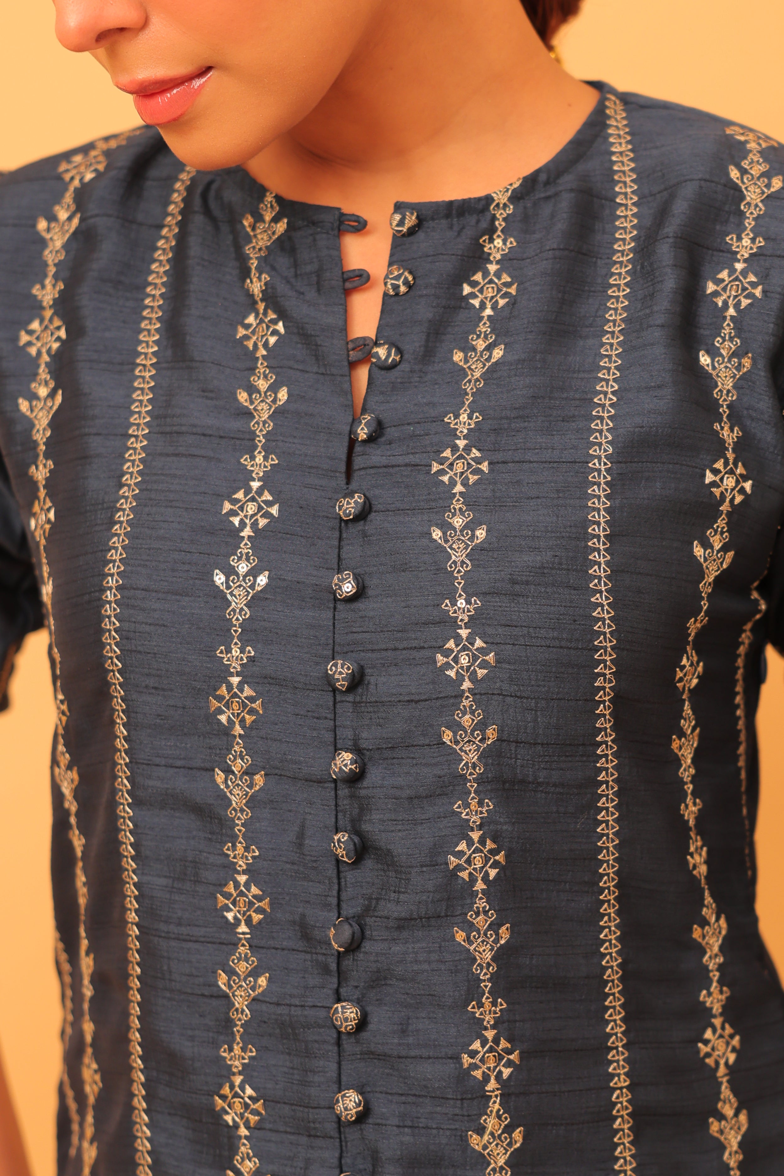 Alaya Mehfil Navy Blue Jacket Kurta Set