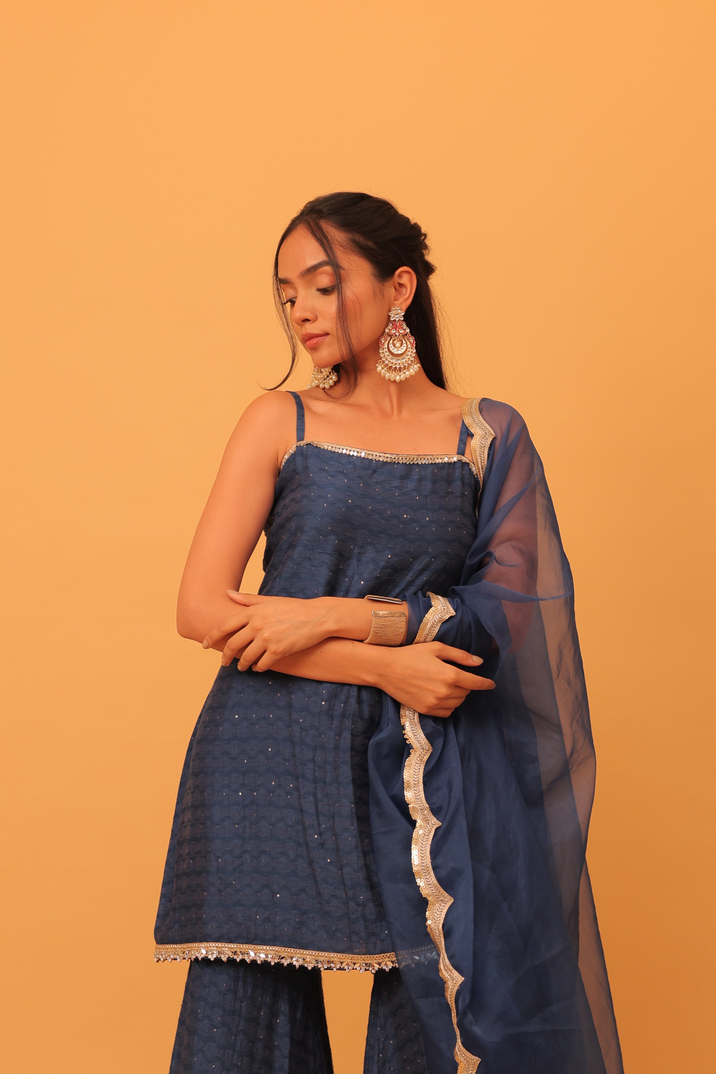 Alaya Mehfil Azure Blue Cami Kurta Set