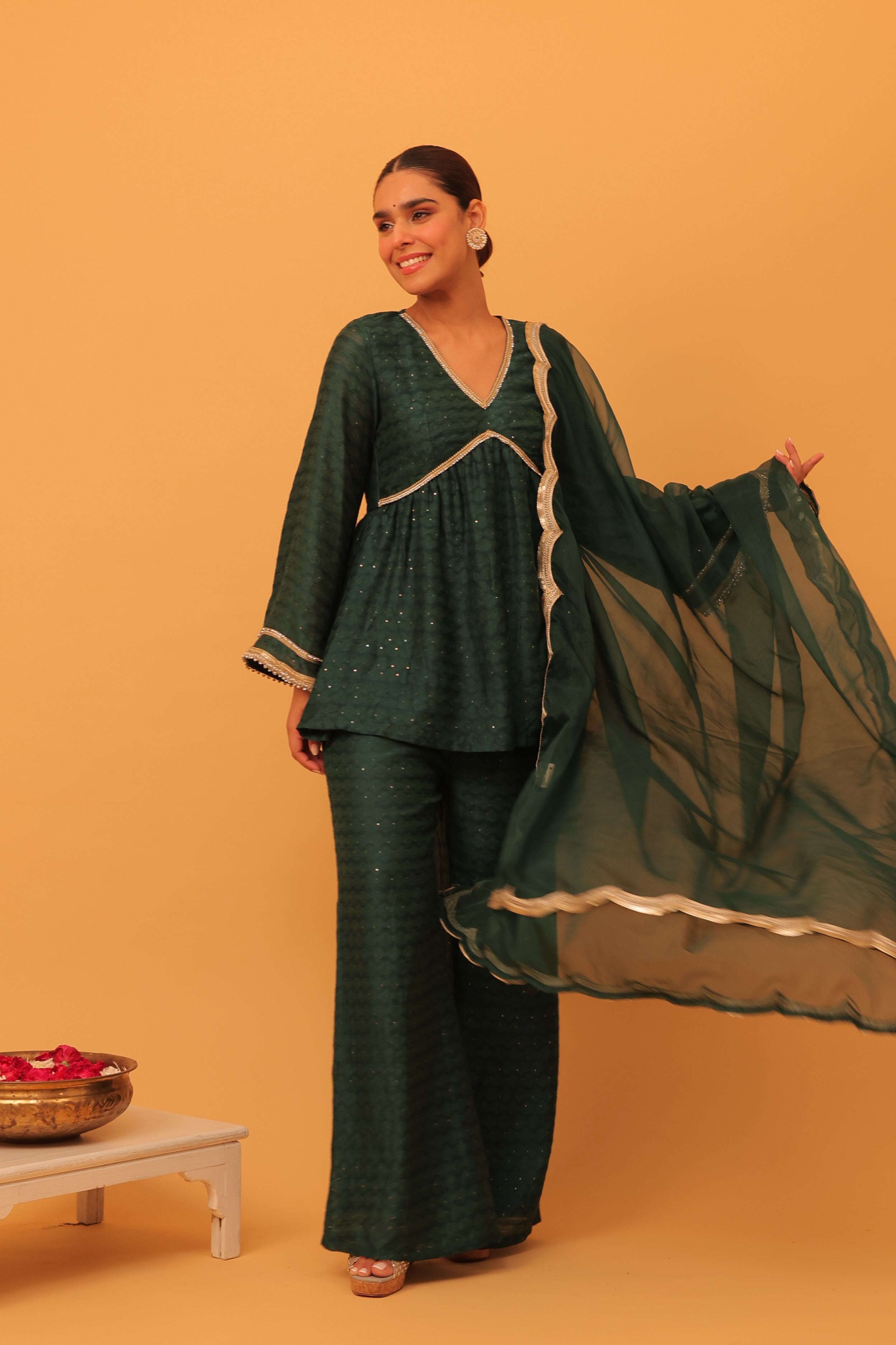 Alaya Mehfil Ruby Green Peplum Kurta Set