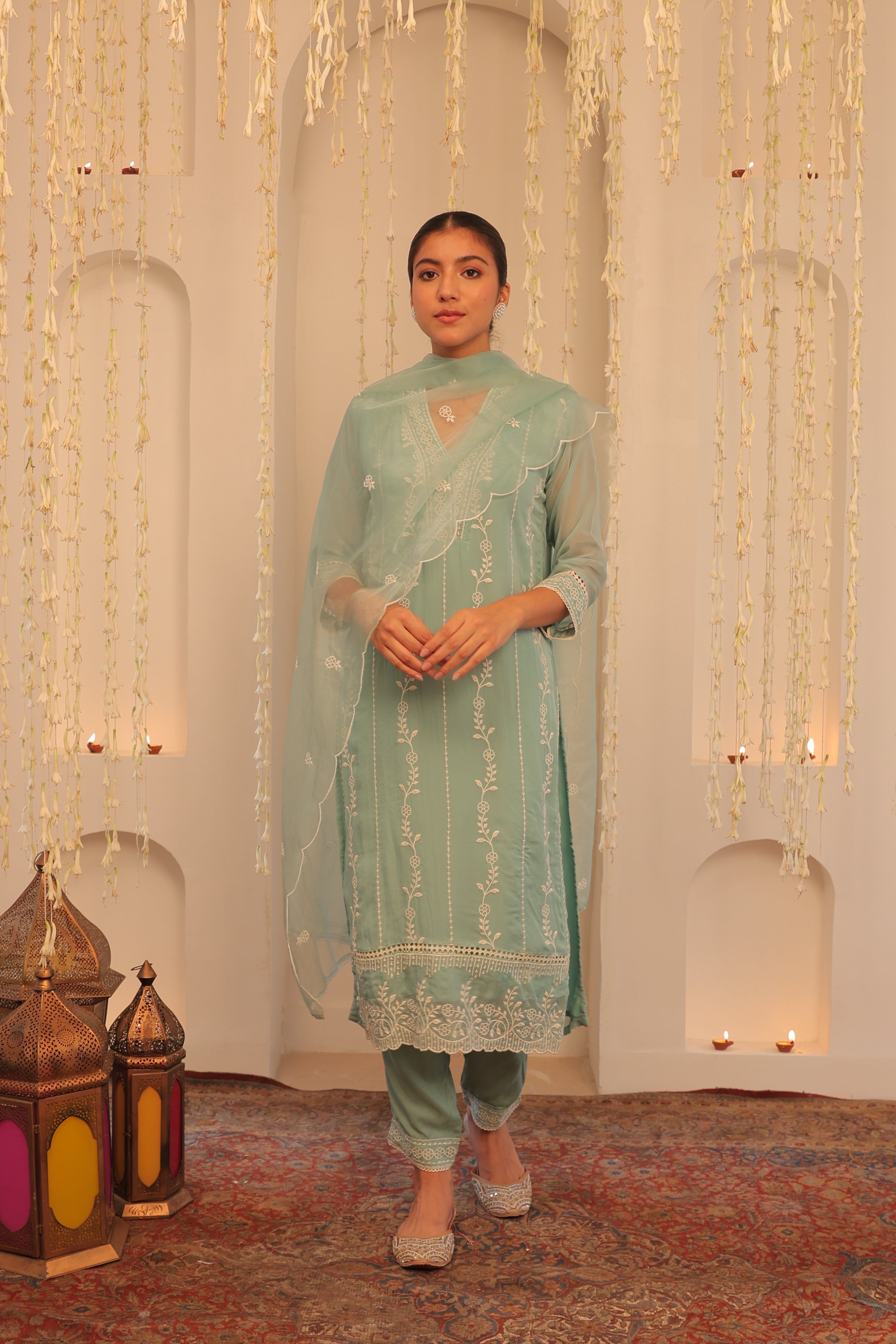 Alaya Mehfil Aqua Blue Kurta Set