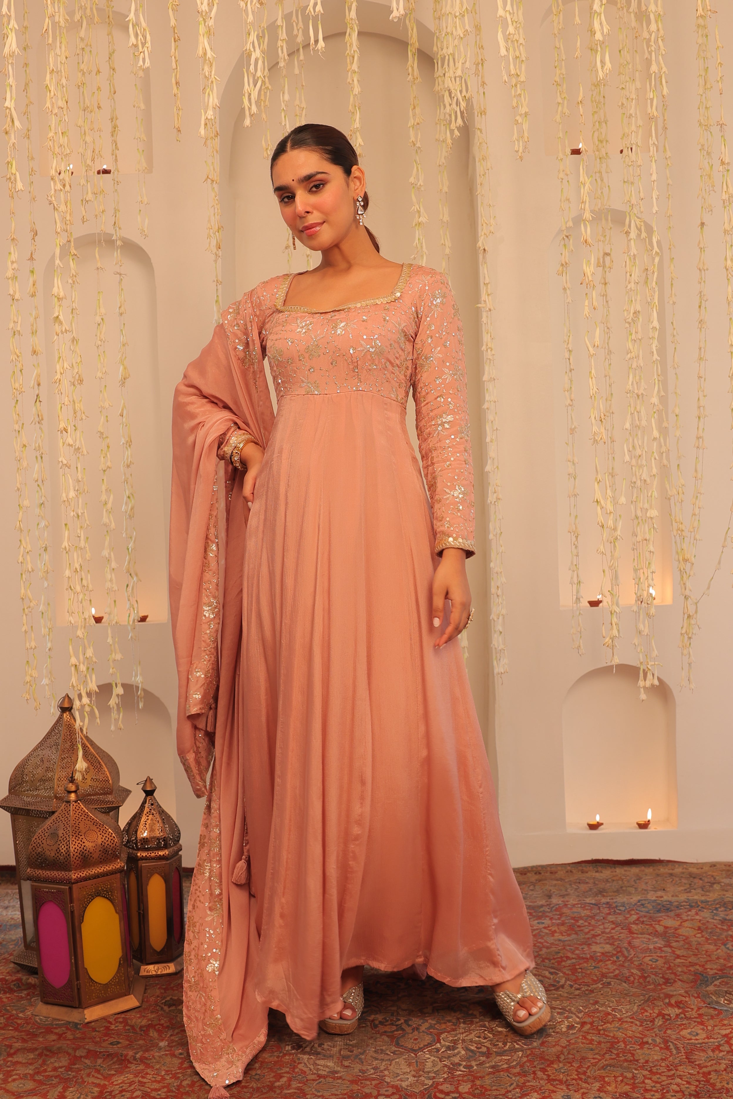 Alaya Mehfil Blush Pink Anarkali Set