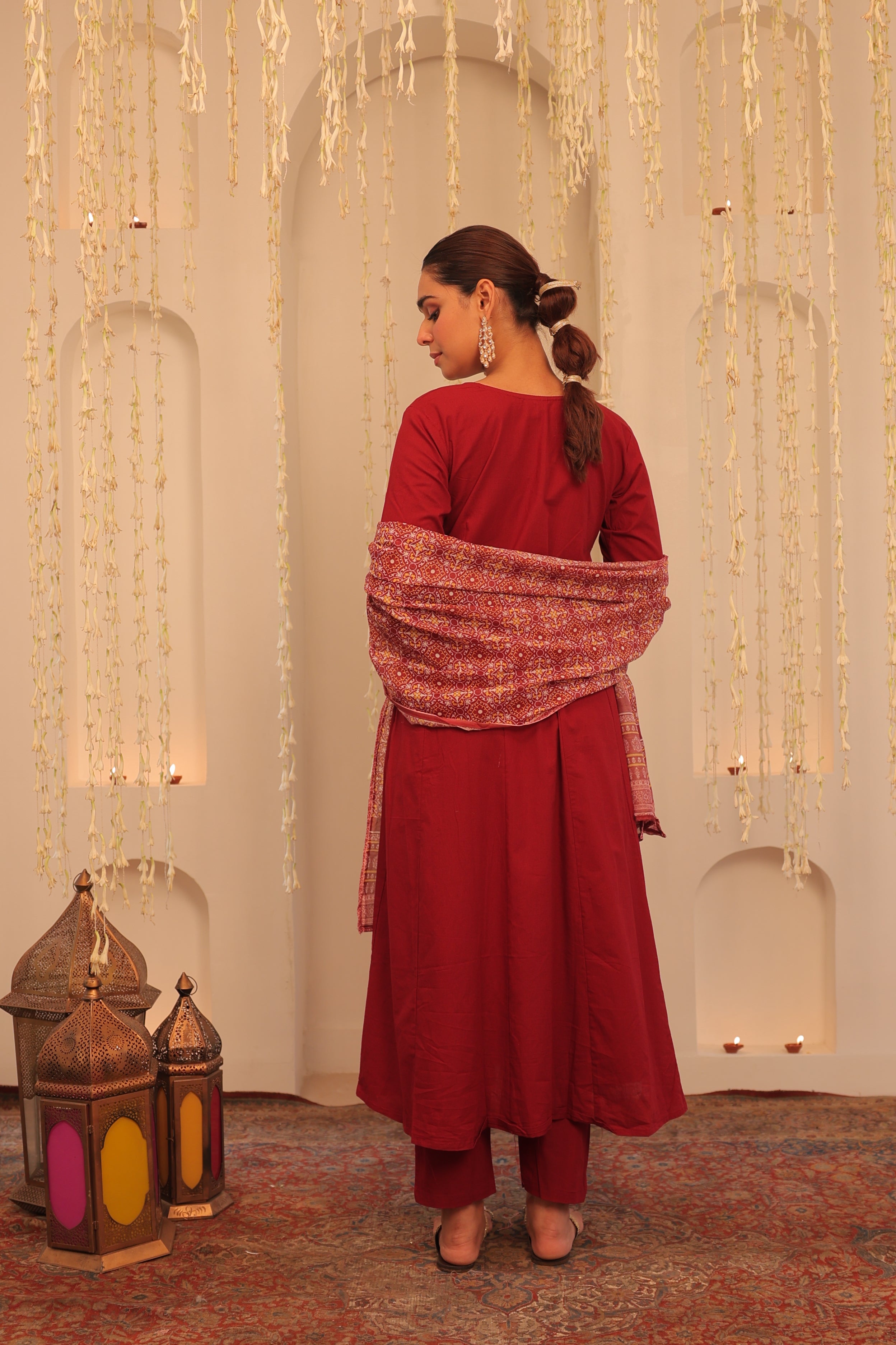 Alaya Mehfil Cherry Red Anarkali Set