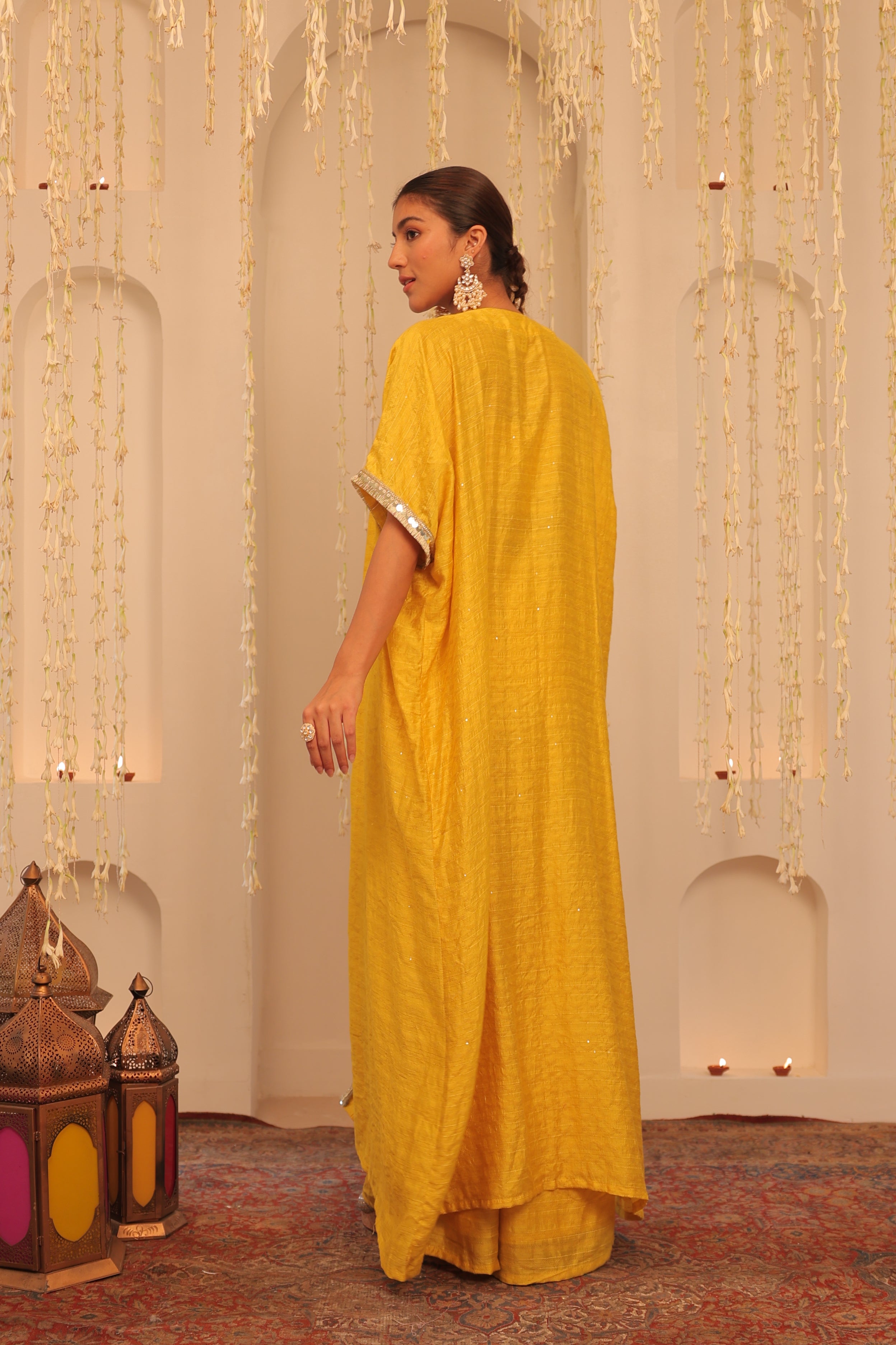 Alaya Mehfil Yellow Overlay Set