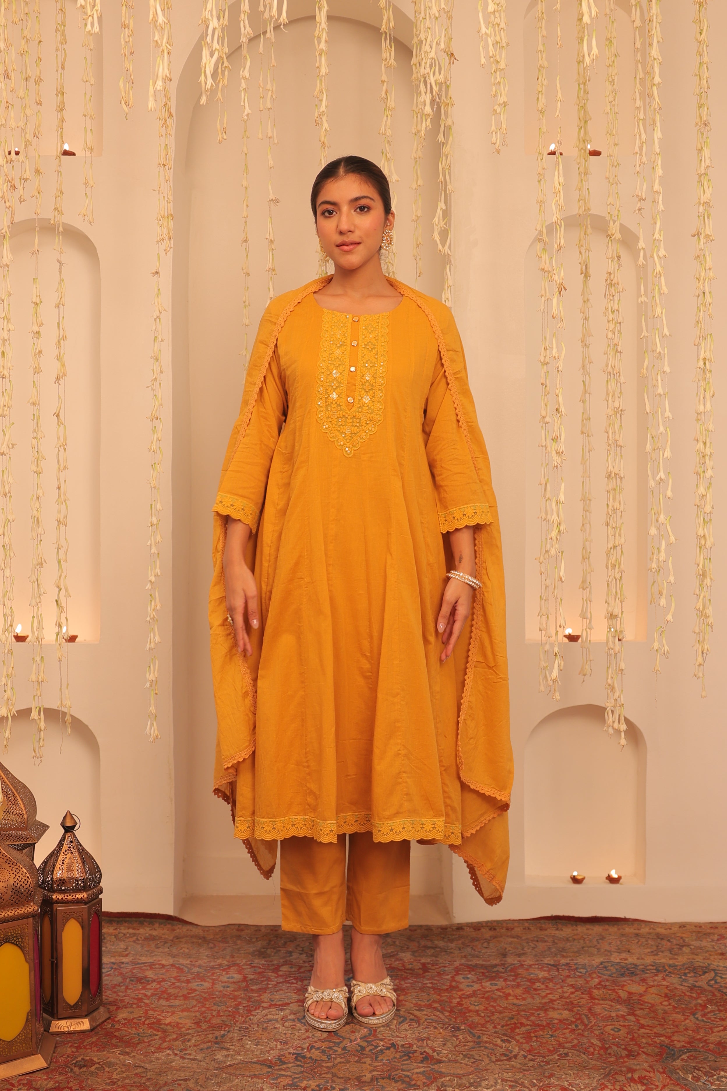 Mehfil Mustard Yellow Anarkali Set