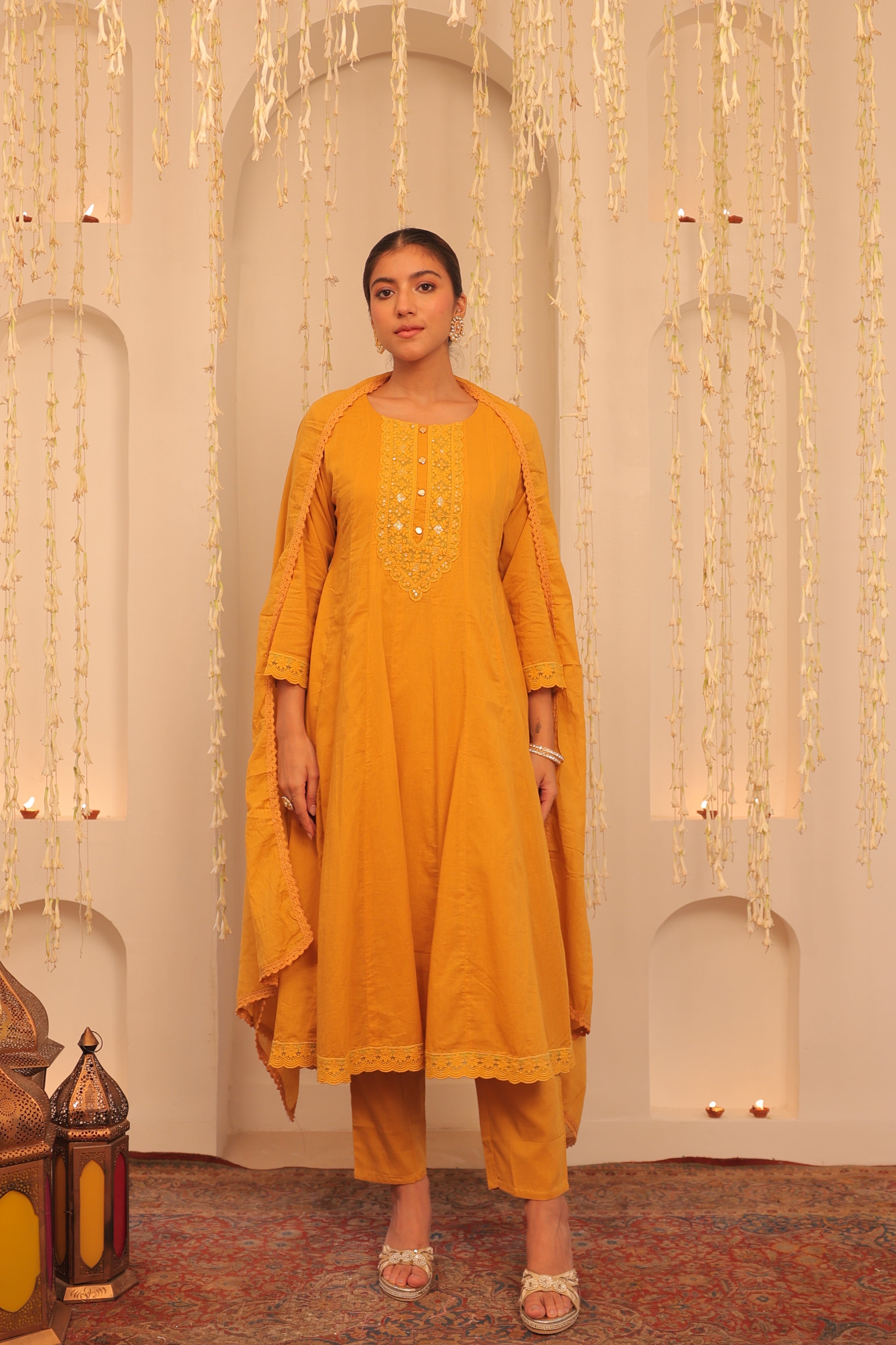 Alaya Mehfil Mustard Yellow Anarkali Set