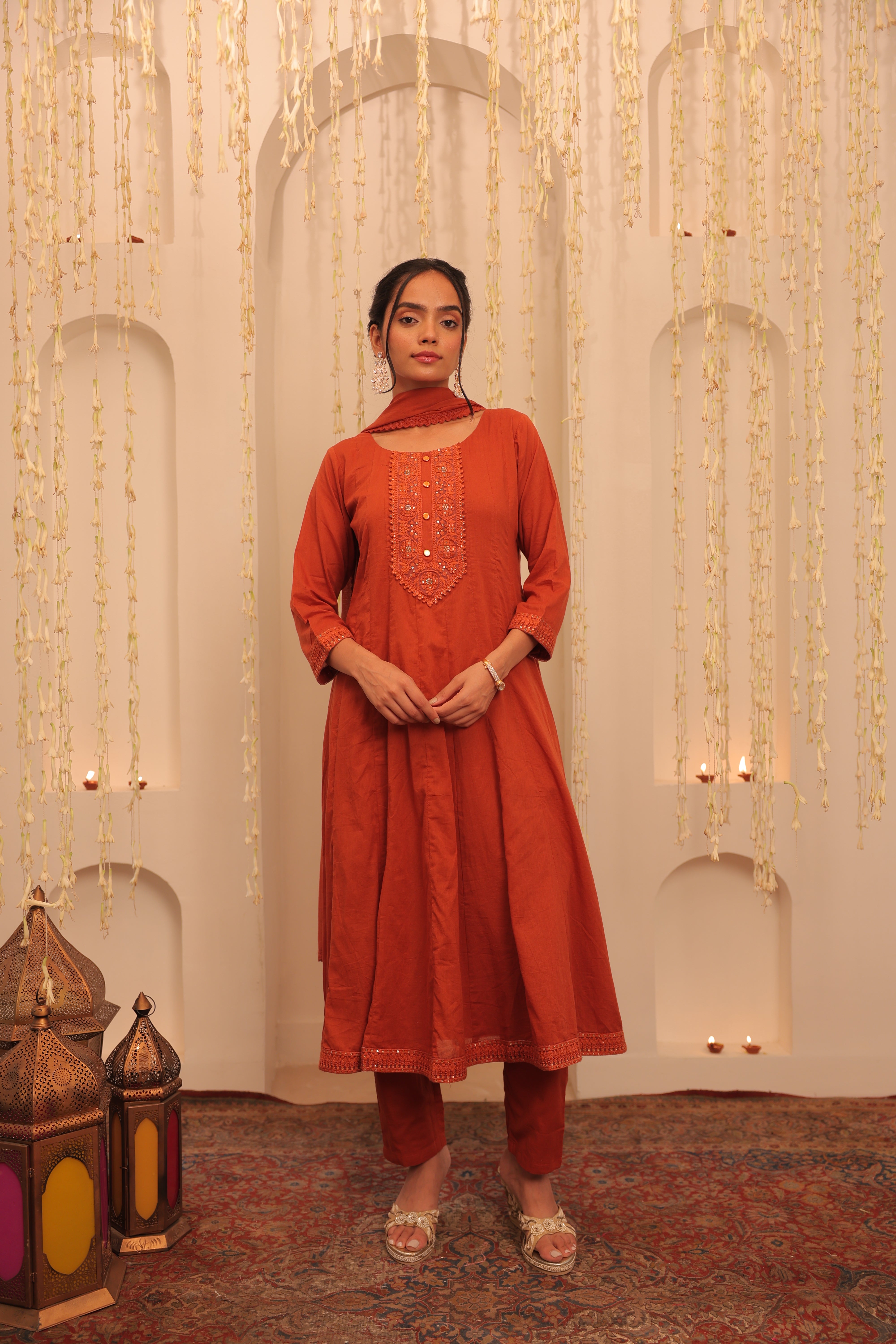 Alaya Mehfil rust Brown Anarkali Set