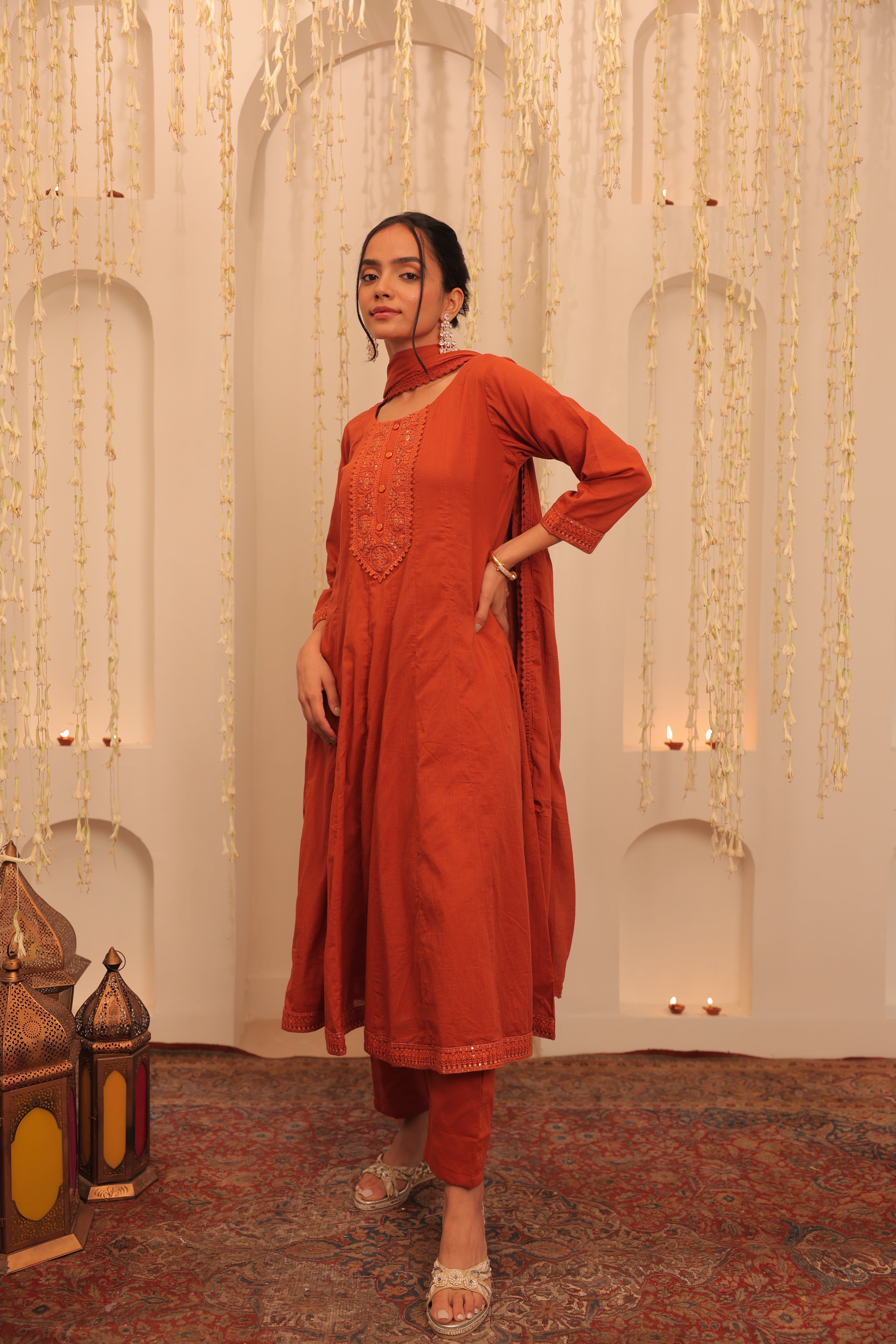 Alaya Mehfil rust Brown Anarkali Set